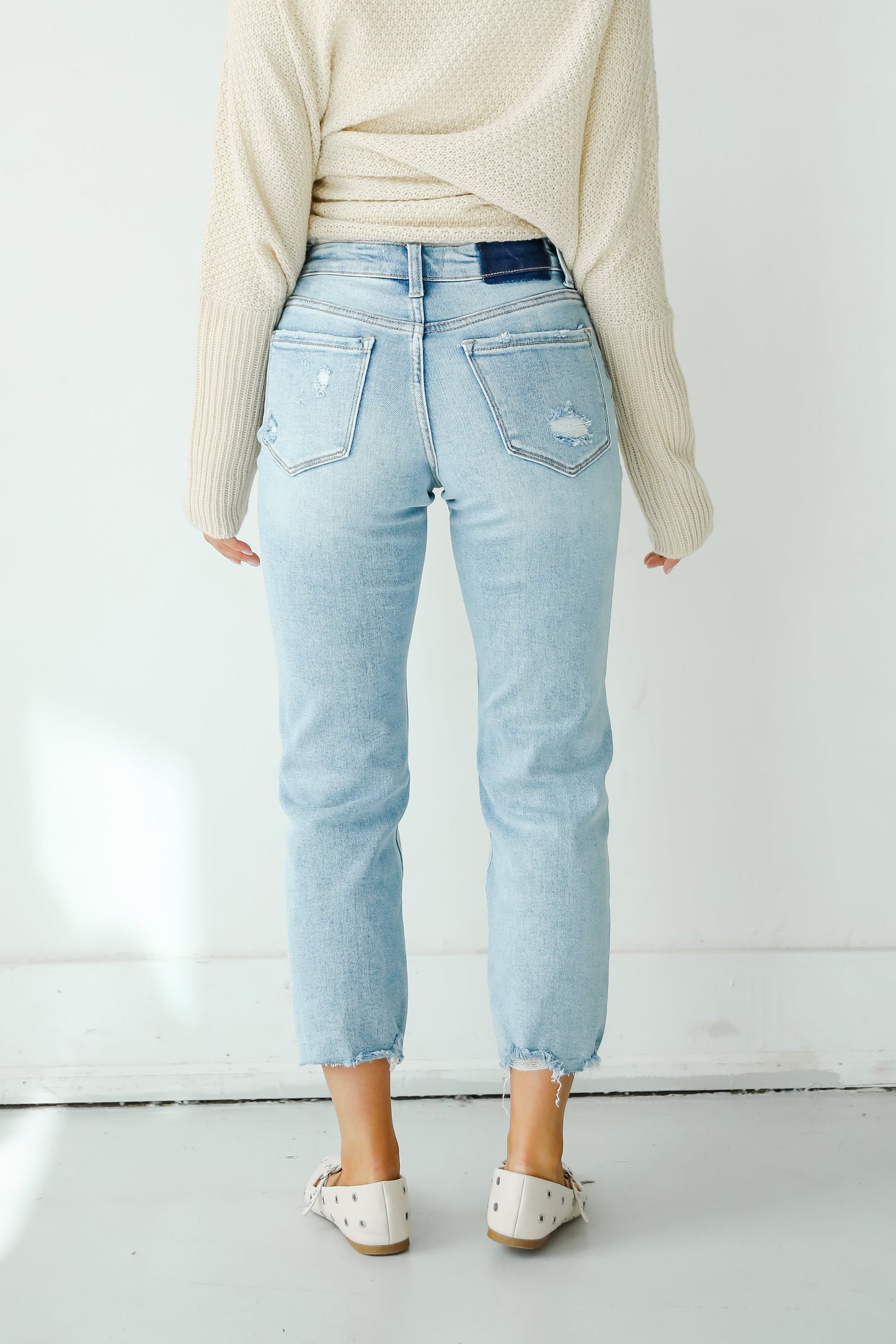 Regina Light Wash Distressed Straight Leg Jeans