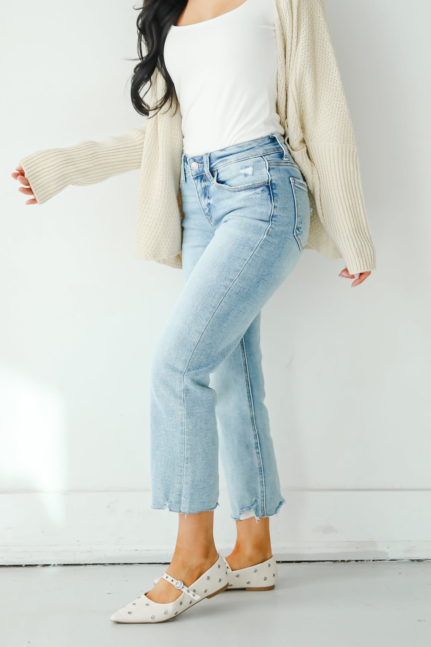Regina Light Wash Distressed Straight Leg Jeans