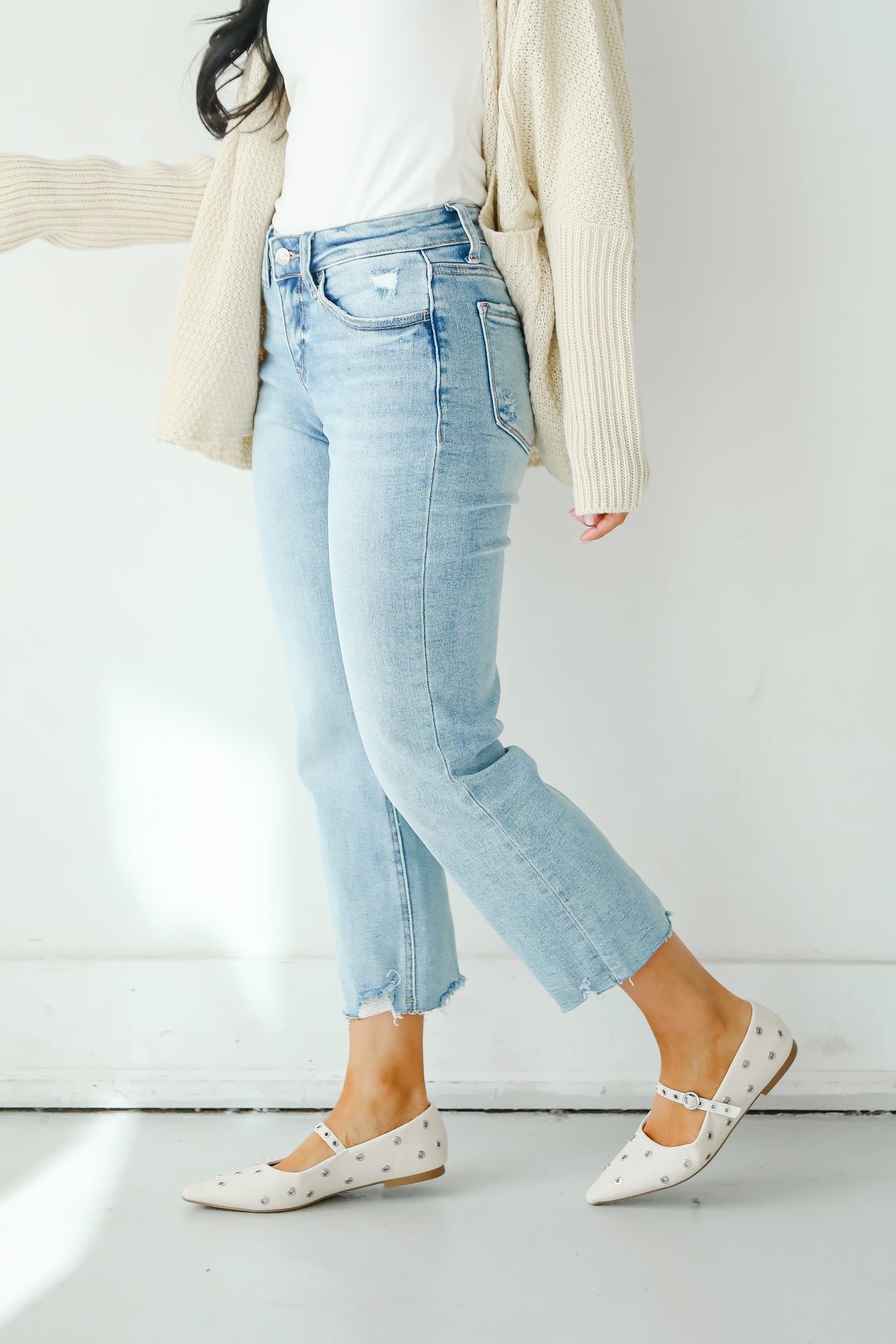 Regina Light Wash Distressed Straight Leg Jeans