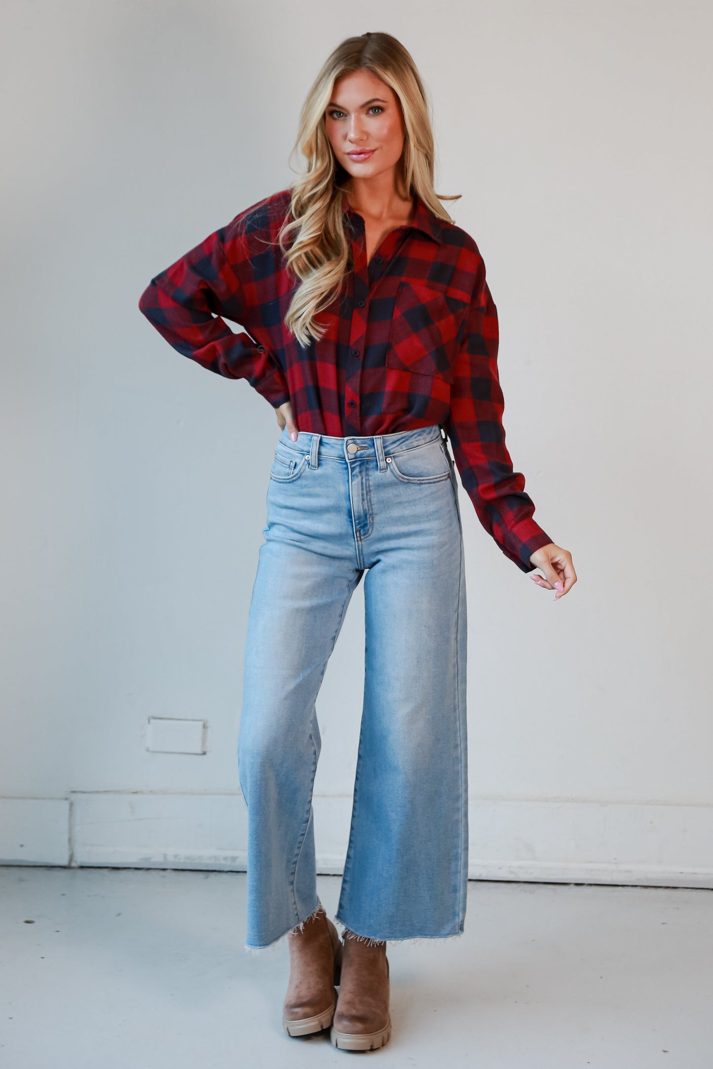 Scarlett Light Wash Slim Wide Leg Jeans