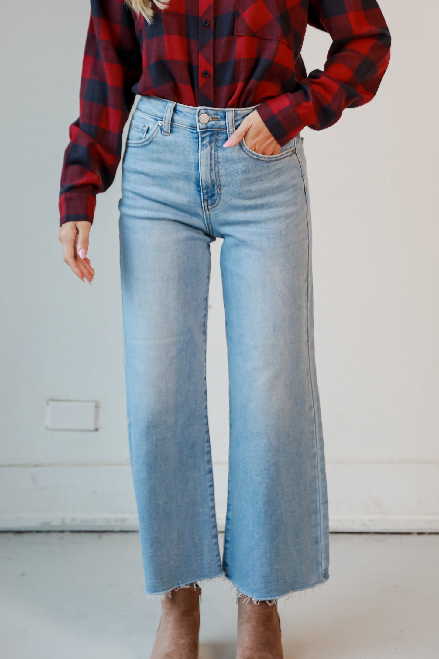 Scarlett Light Wash Slim Wide Leg Jeans