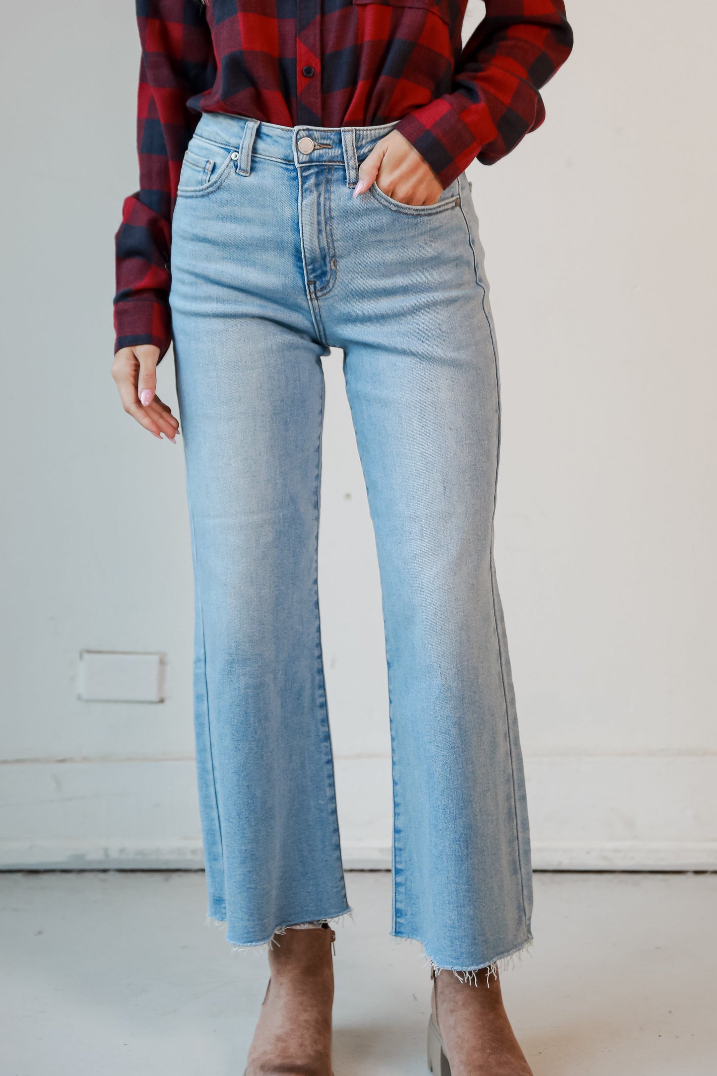Scarlett Light Wash Slim Wide Leg Jeans