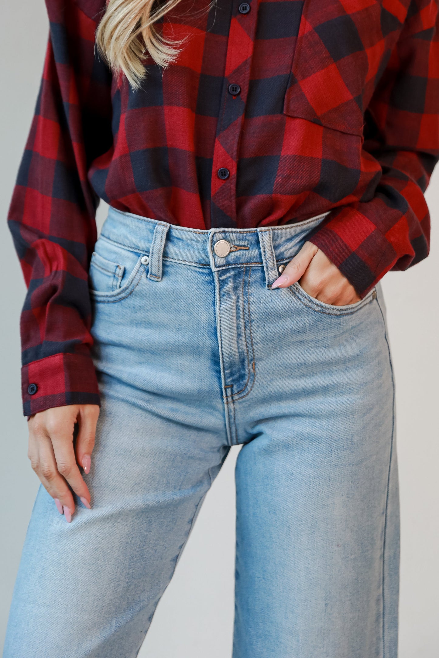 Scarlett Light Wash Slim Wide Leg Jeans