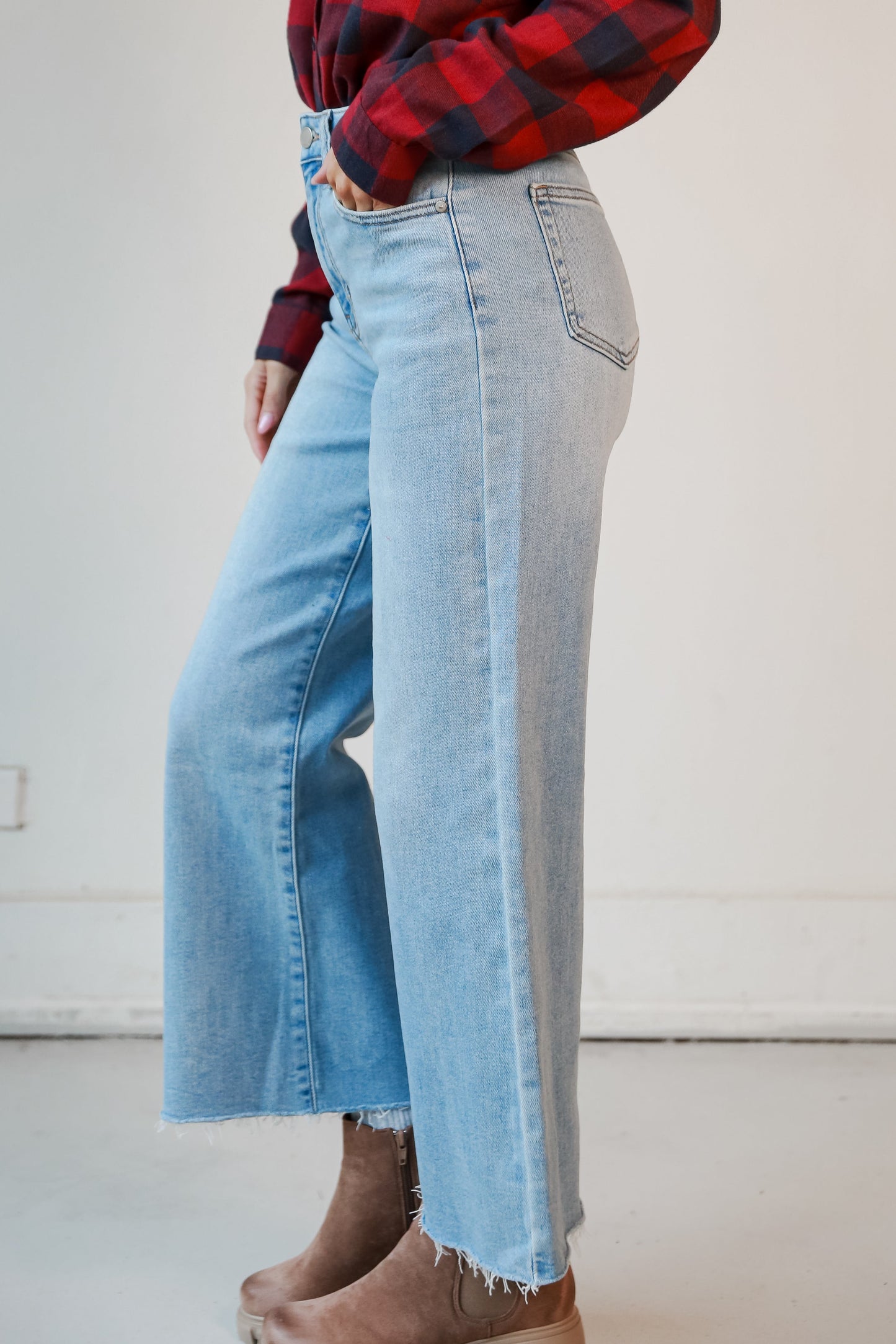 Scarlett Light Wash Slim Wide Leg Jeans