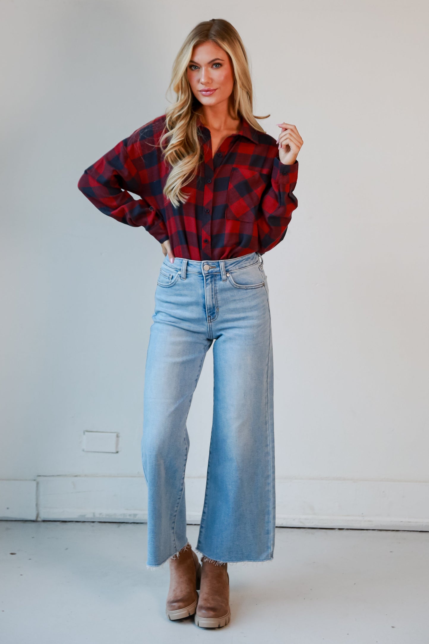 Scarlett Light Wash Slim Wide Leg Jeans