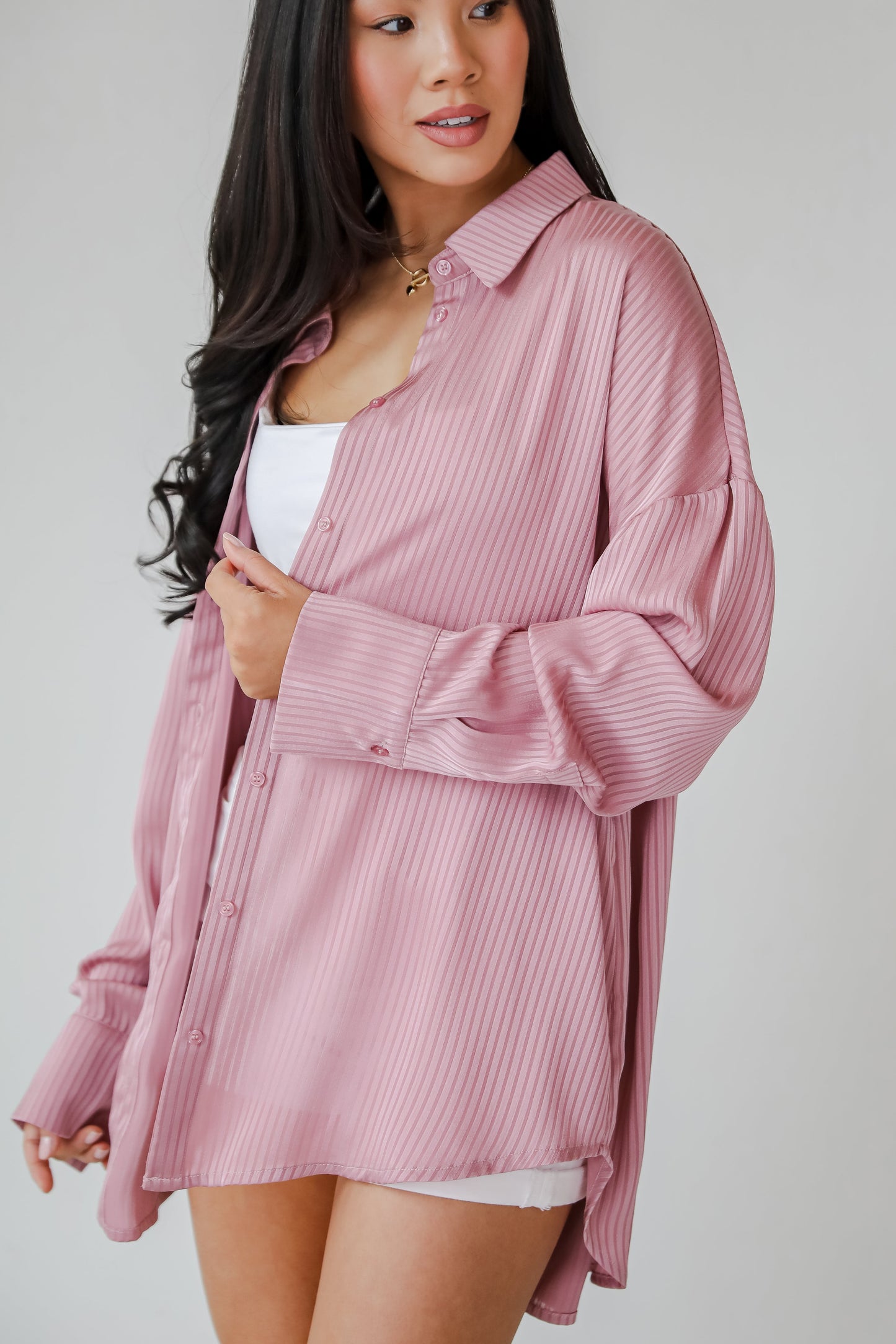 Sweet Charm Mauve Button-Up Blouse