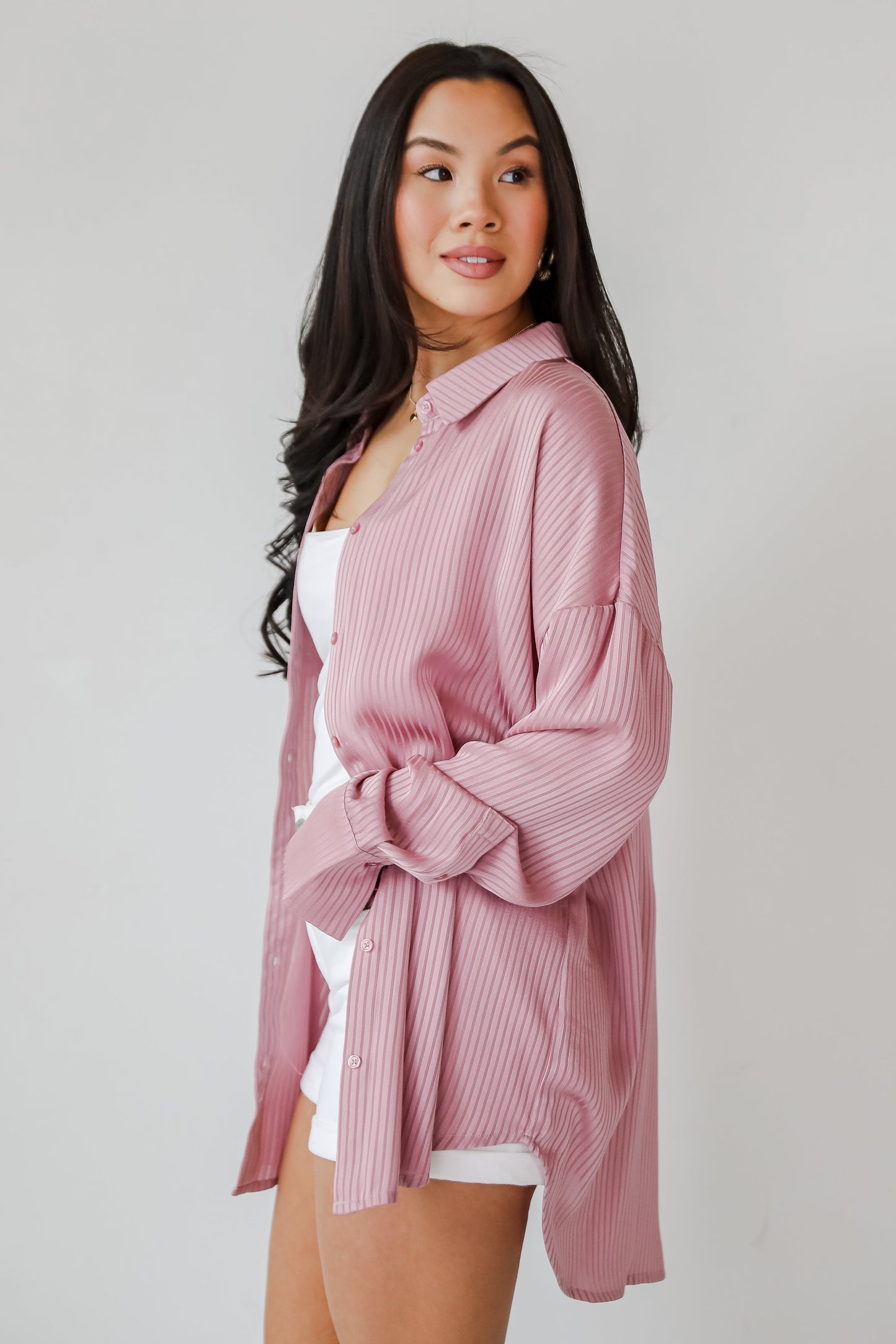 Sweet Charm Mauve Button-Up Blouse