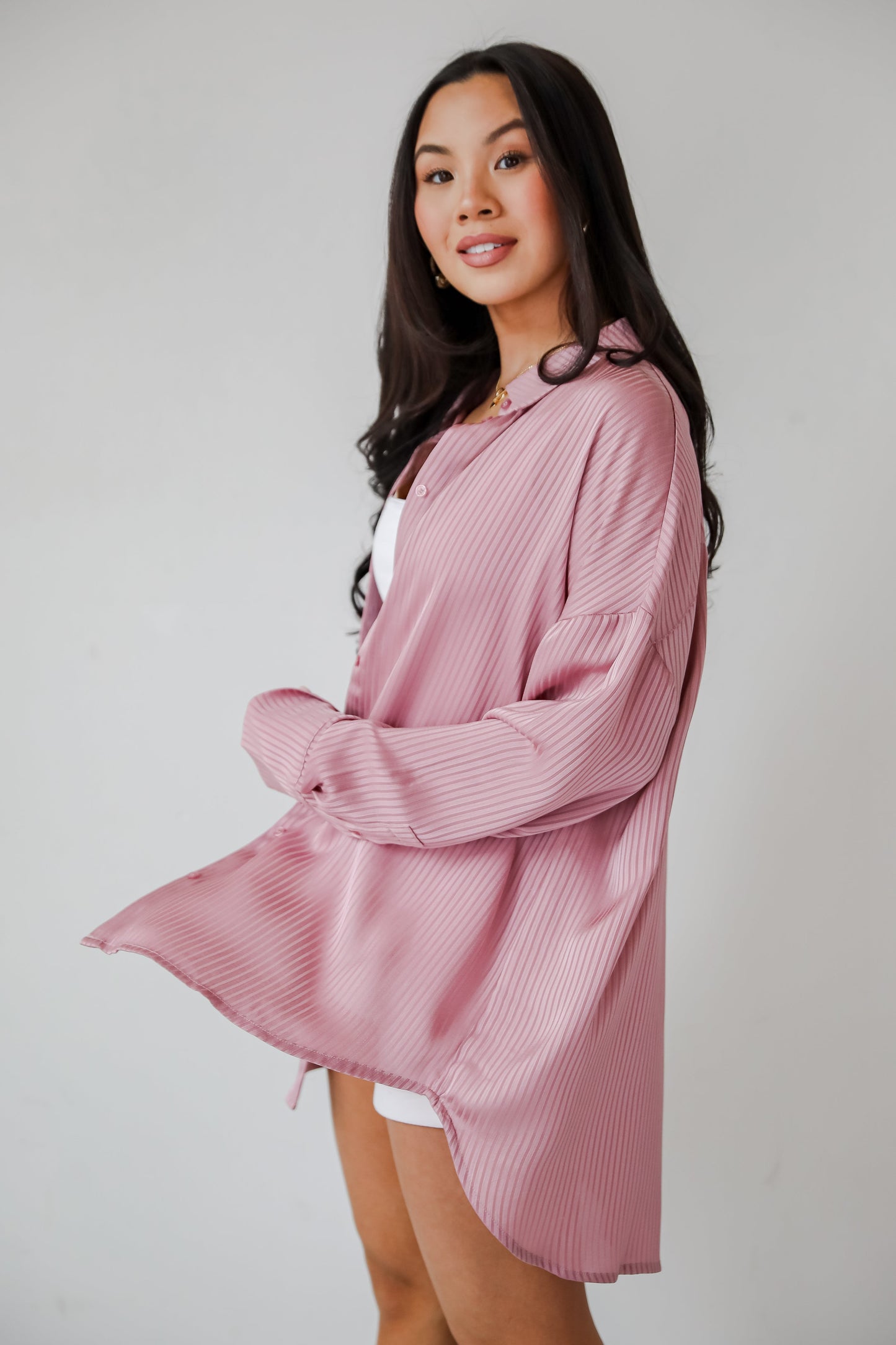 Sweet Charm Mauve Button-Up Blouse