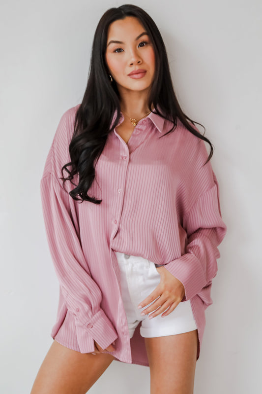 Sweet Charm Mauve Button-Up Blouse