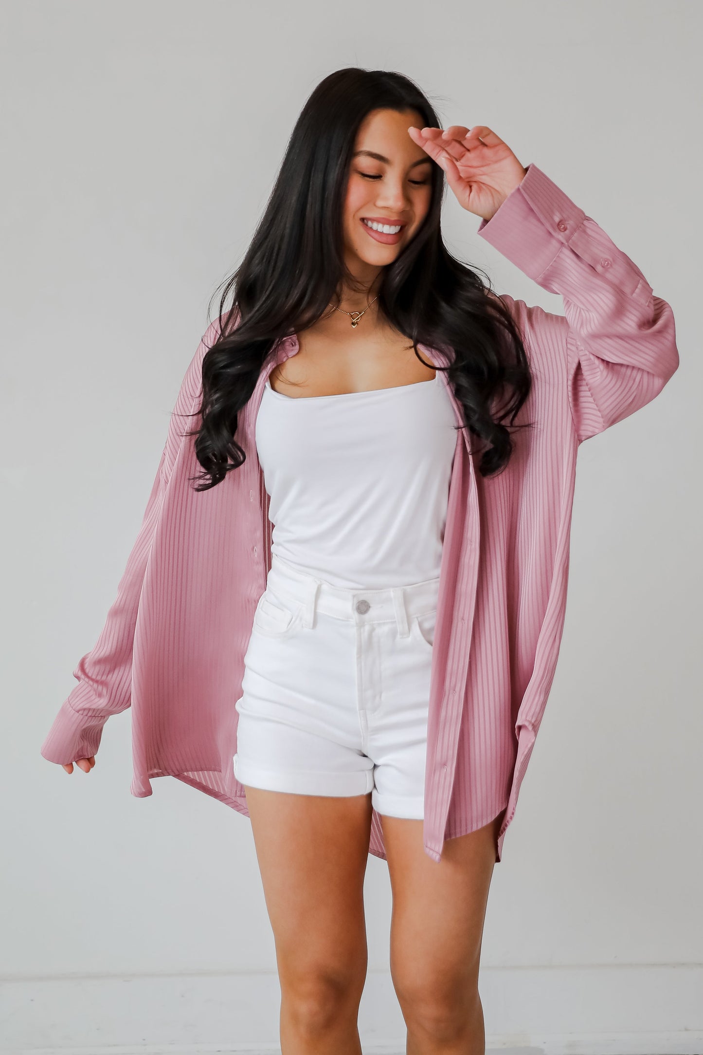 Sweet Charm Mauve Button-Up Blouse