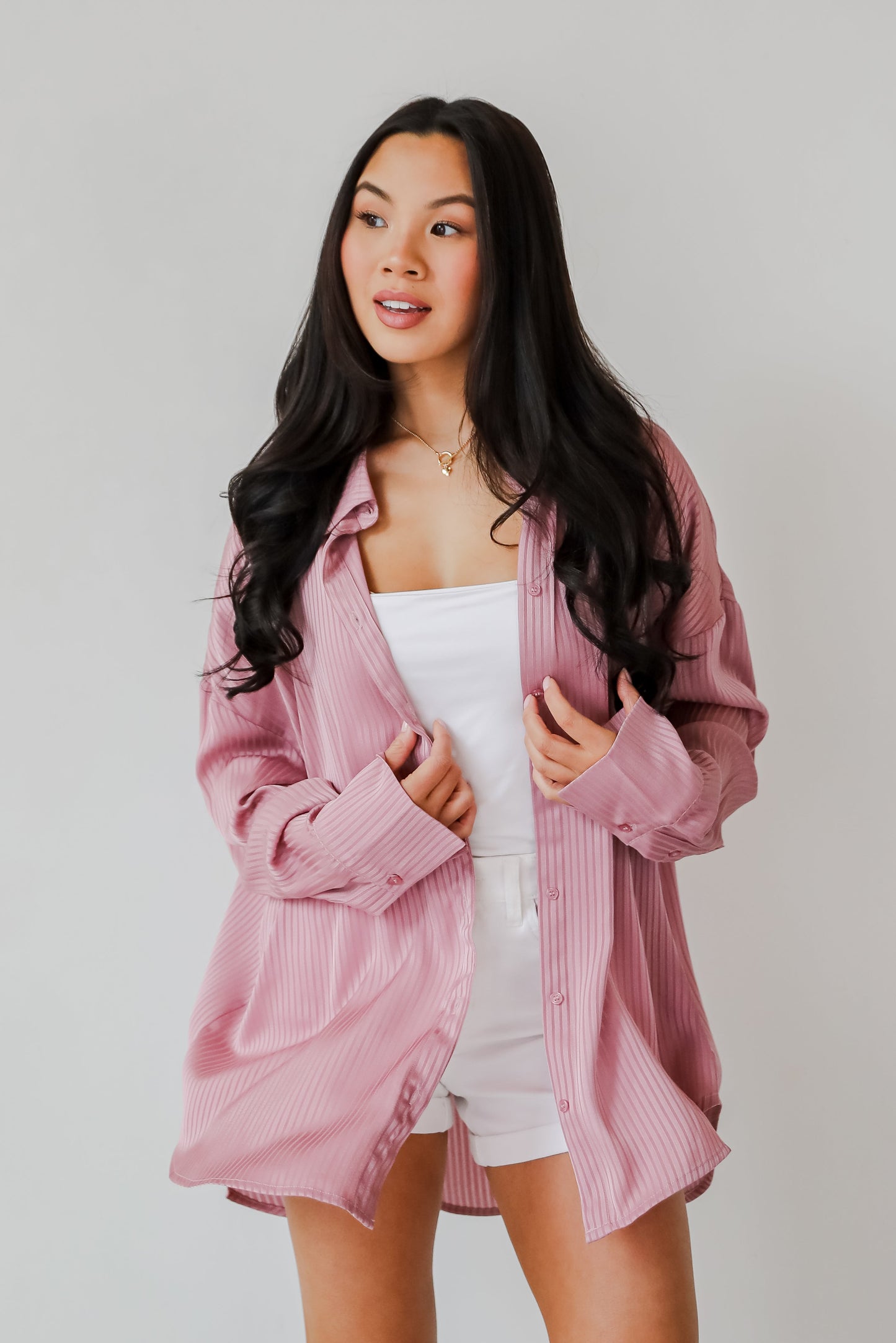 Sweet Charm Mauve Button-Up Blouse