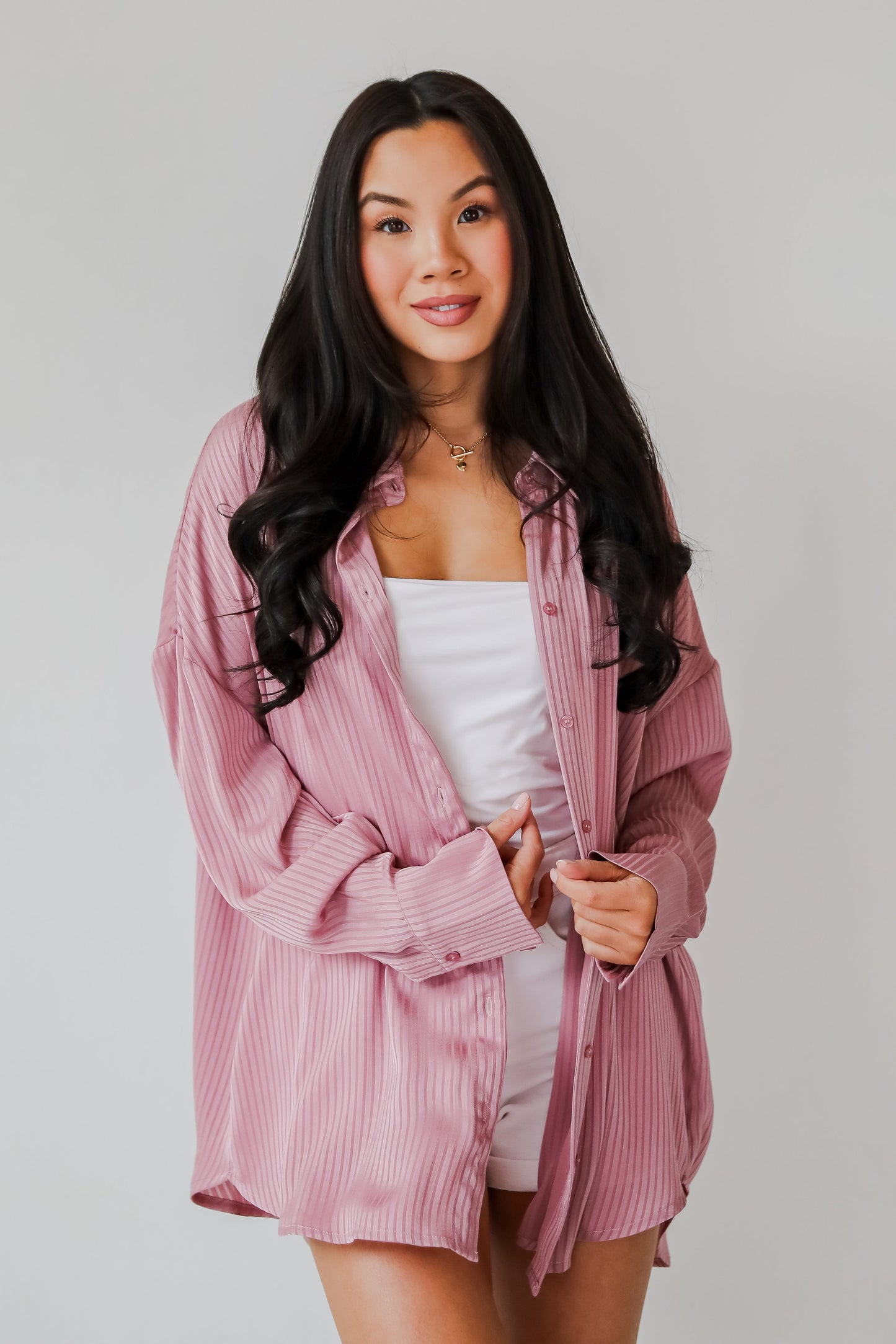 Sweet Charm Mauve Button-Up Blouse