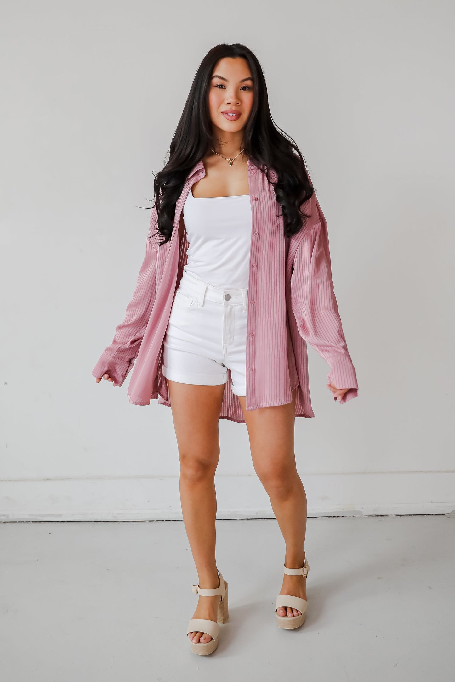 Sweet Charm Mauve Button-Up Blouse