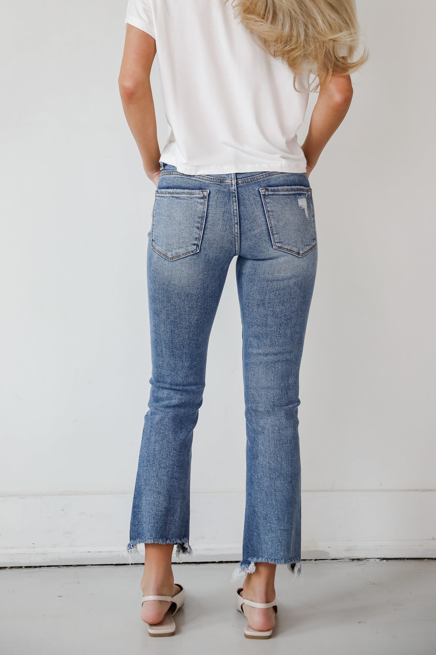 Amber Medium Wash Mid-Rise Ankle Bootcut Jeans