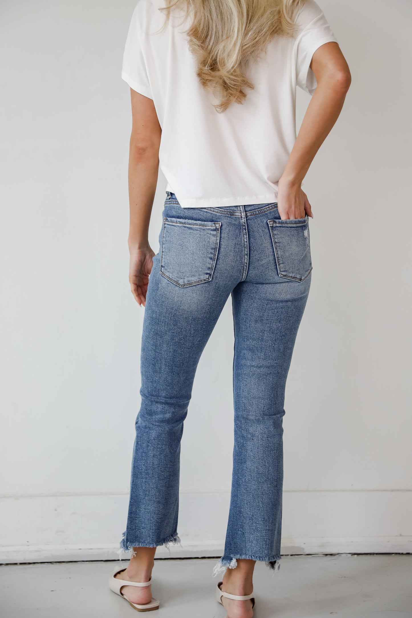 Amber Medium Wash Mid-Rise Ankle Bootcut Jeans