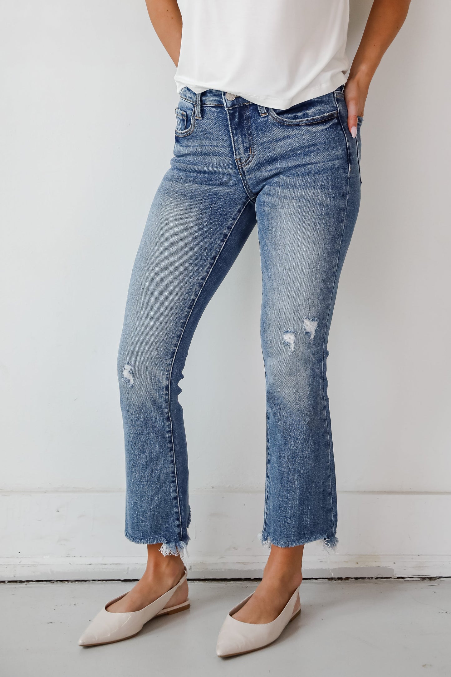 Amber Medium Wash Mid-Rise Ankle Bootcut Jeans