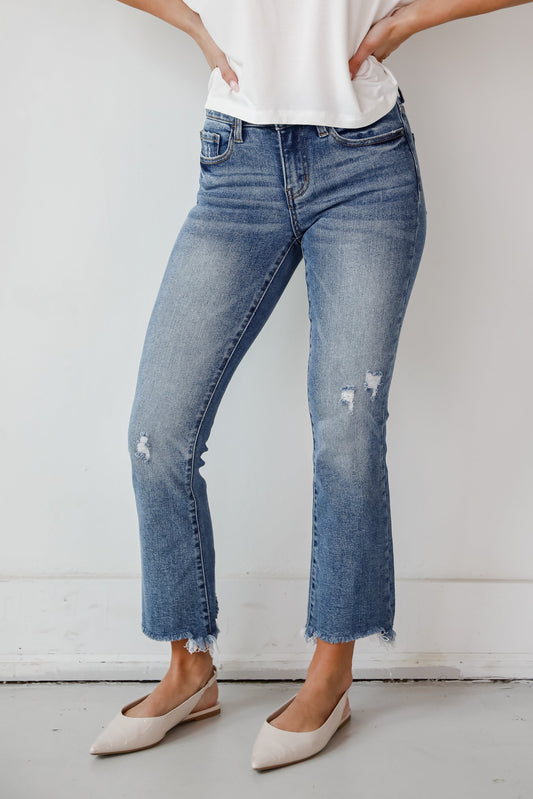 Amber Medium Wash Mid-Rise Ankle Bootcut Jeans
