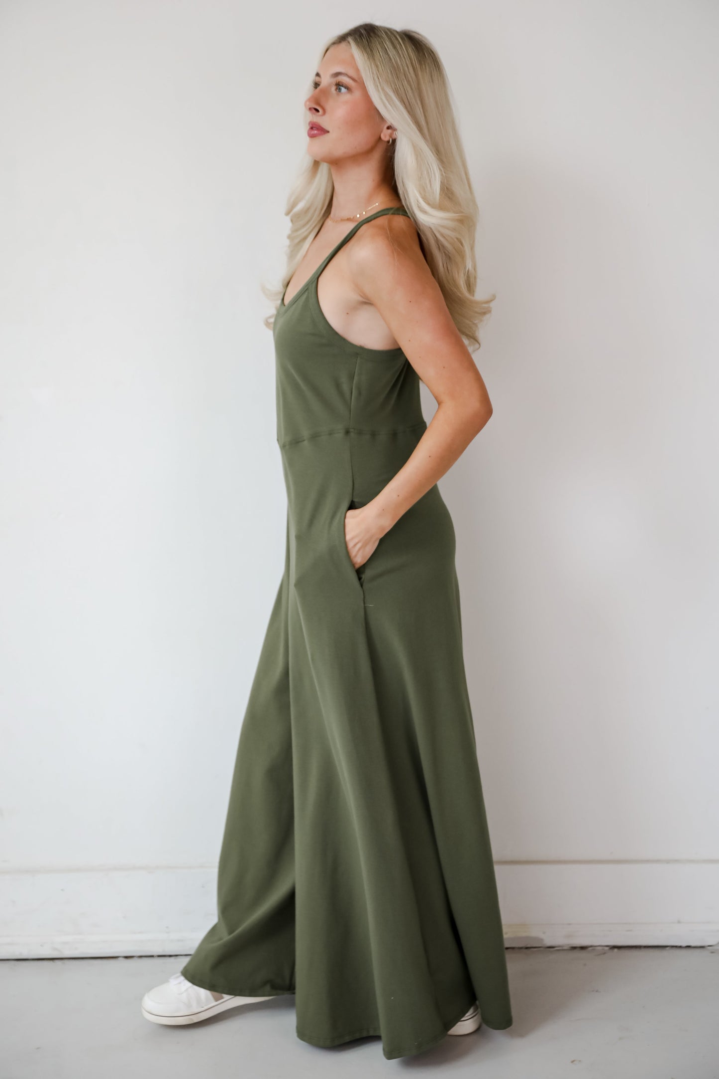 Effortlessly Delightful Olive Wide Leg Jumpsuit