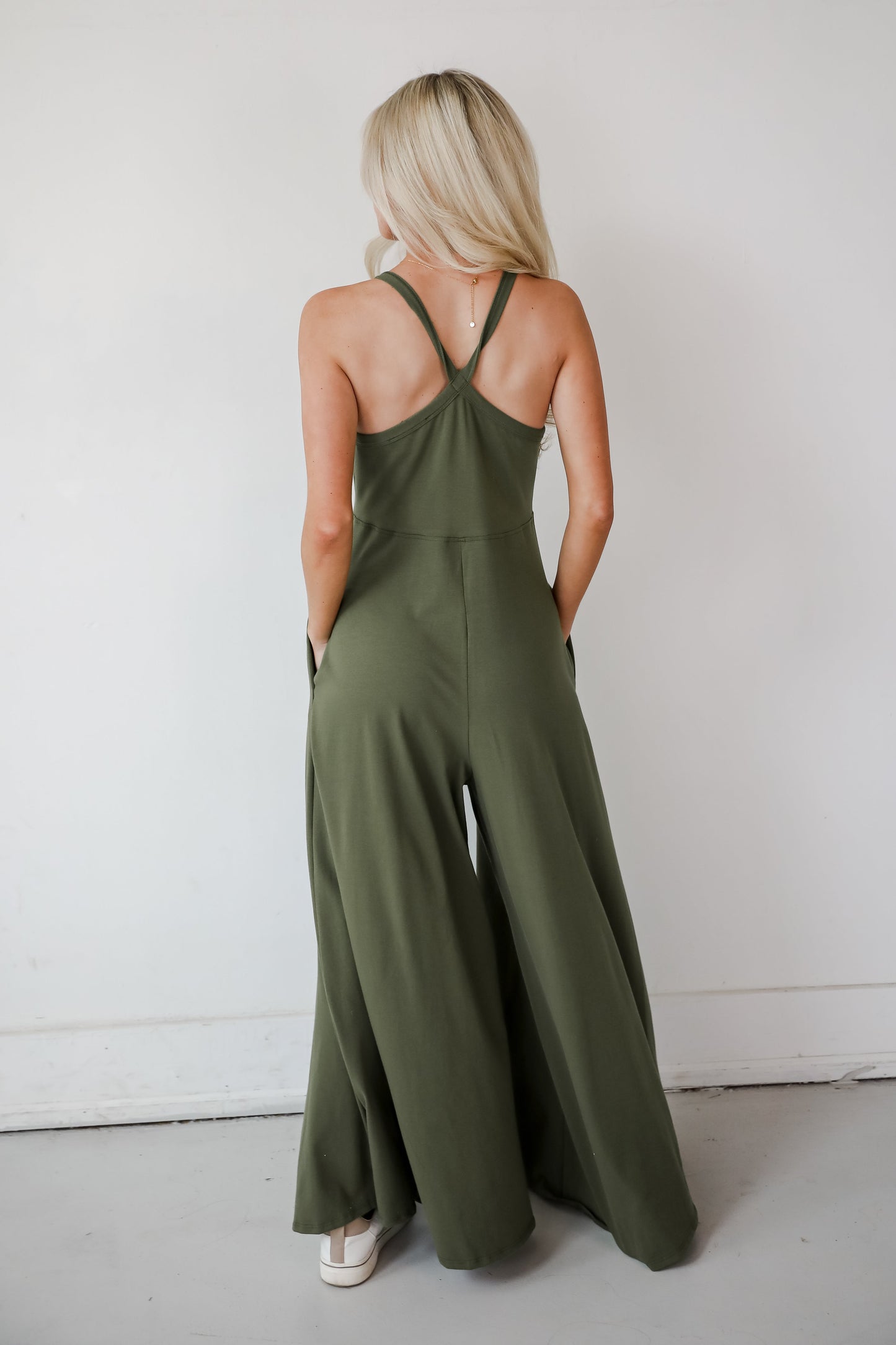 Effortlessly Delightful Olive Wide Leg Jumpsuit