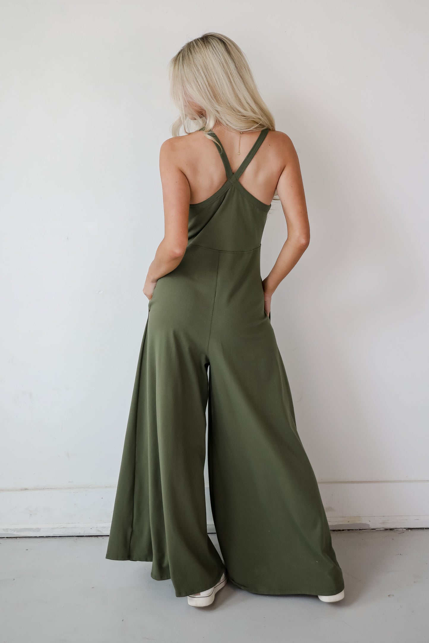Effortlessly Delightful Olive Wide Leg Jumpsuit