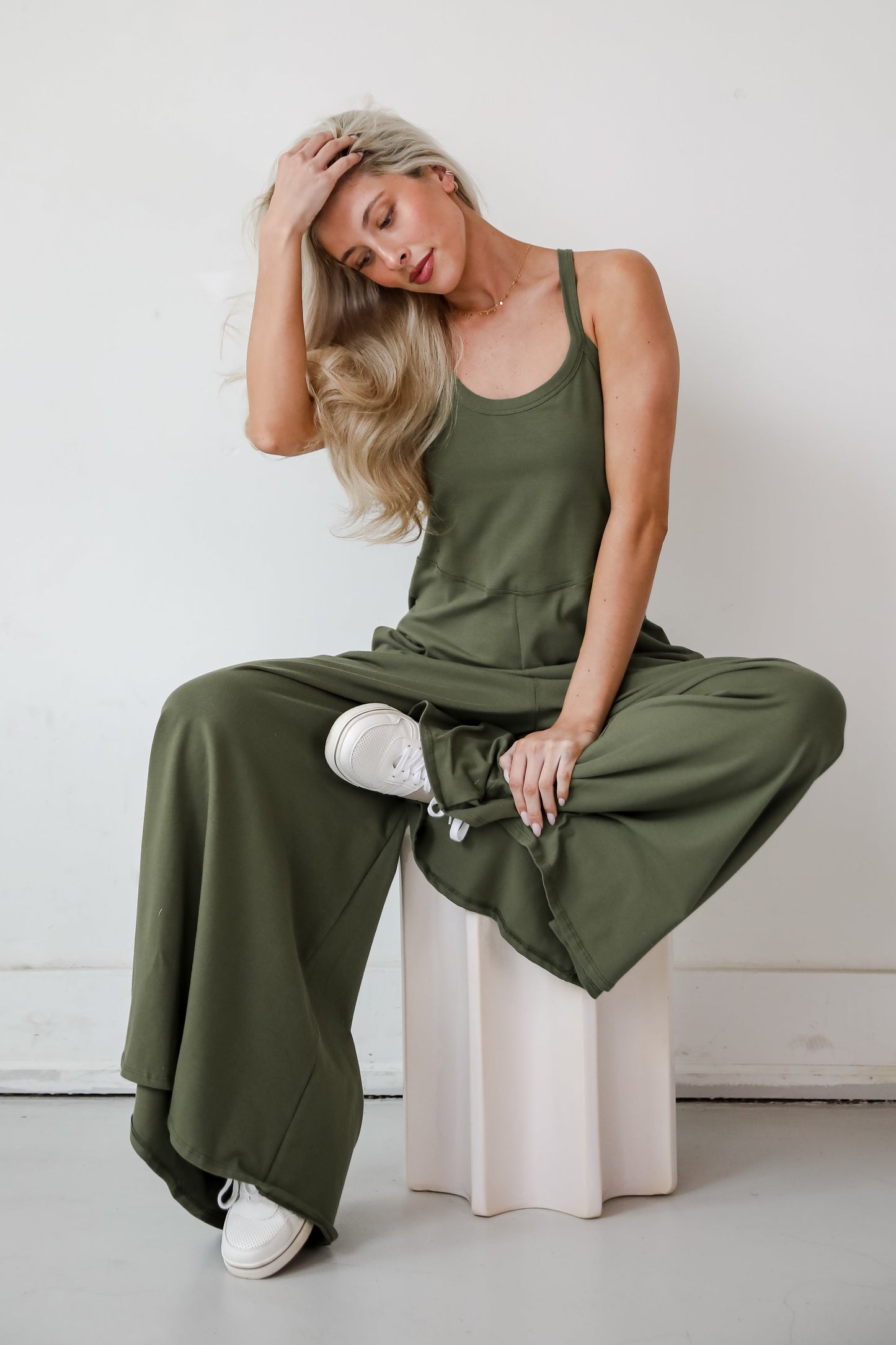 Effortlessly Delightful Olive Wide Leg Jumpsuit