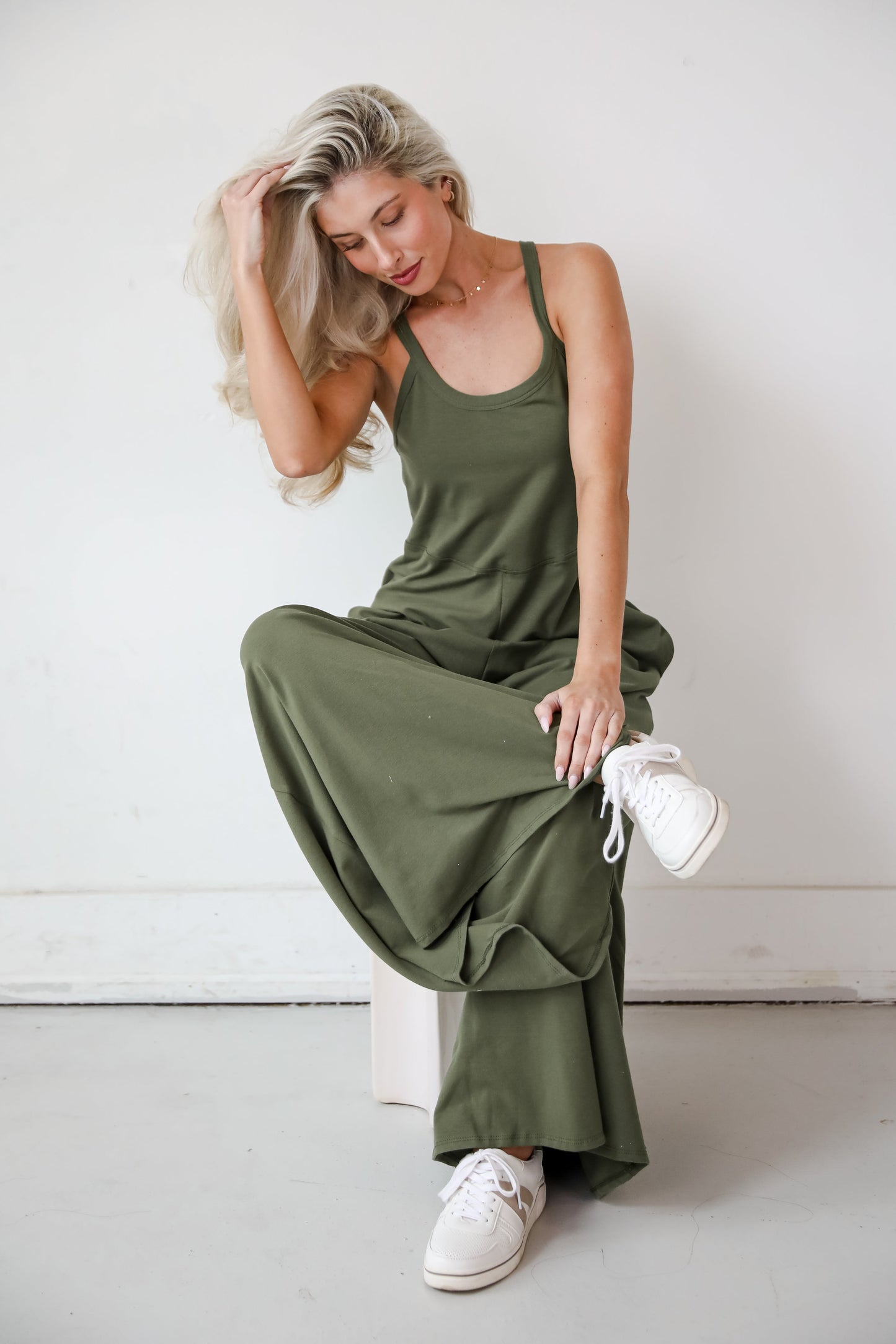 Effortlessly Delightful Olive Wide Leg Jumpsuit