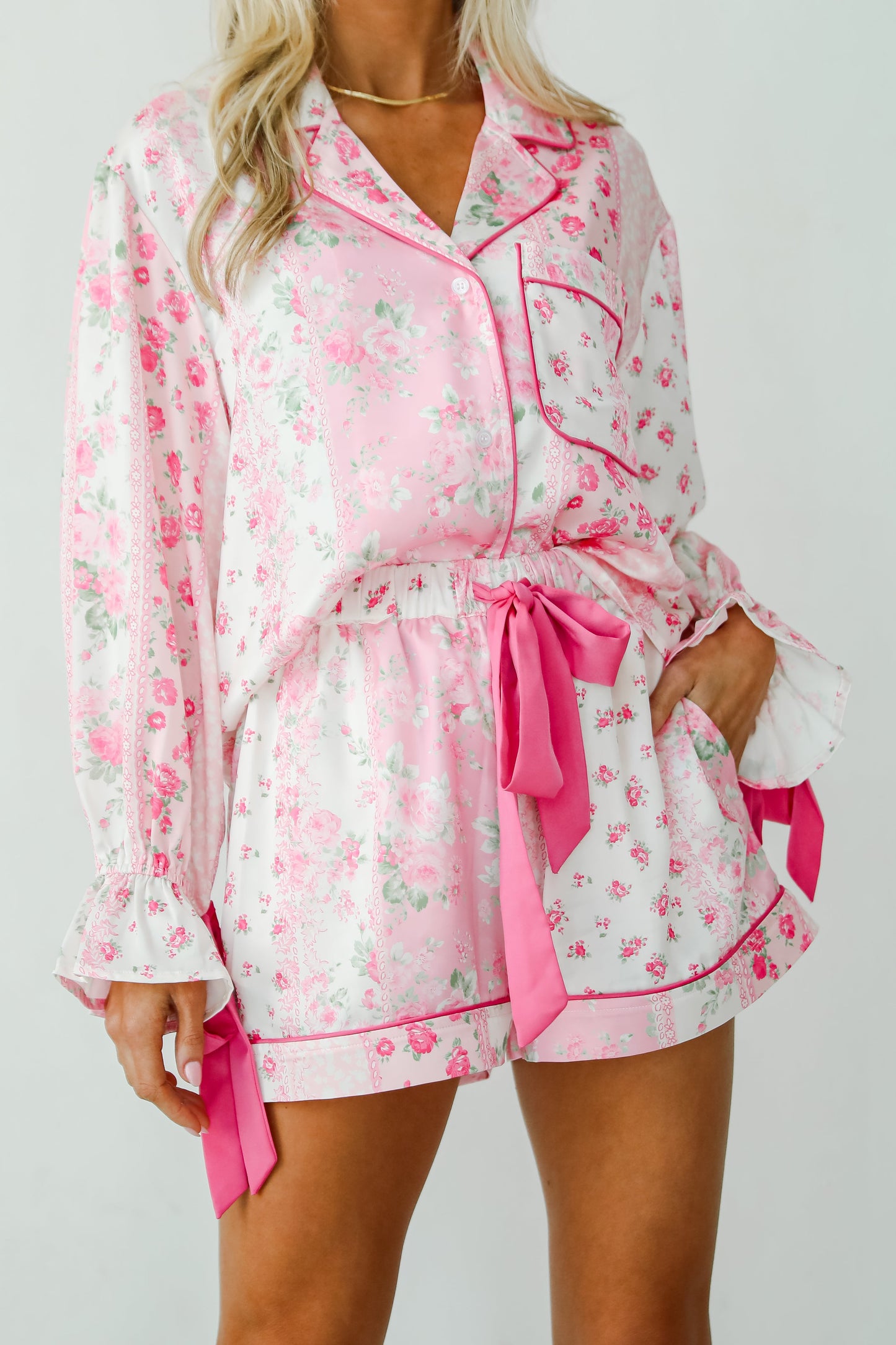 Sweet Dreams Pink Floral Pajama Shorts