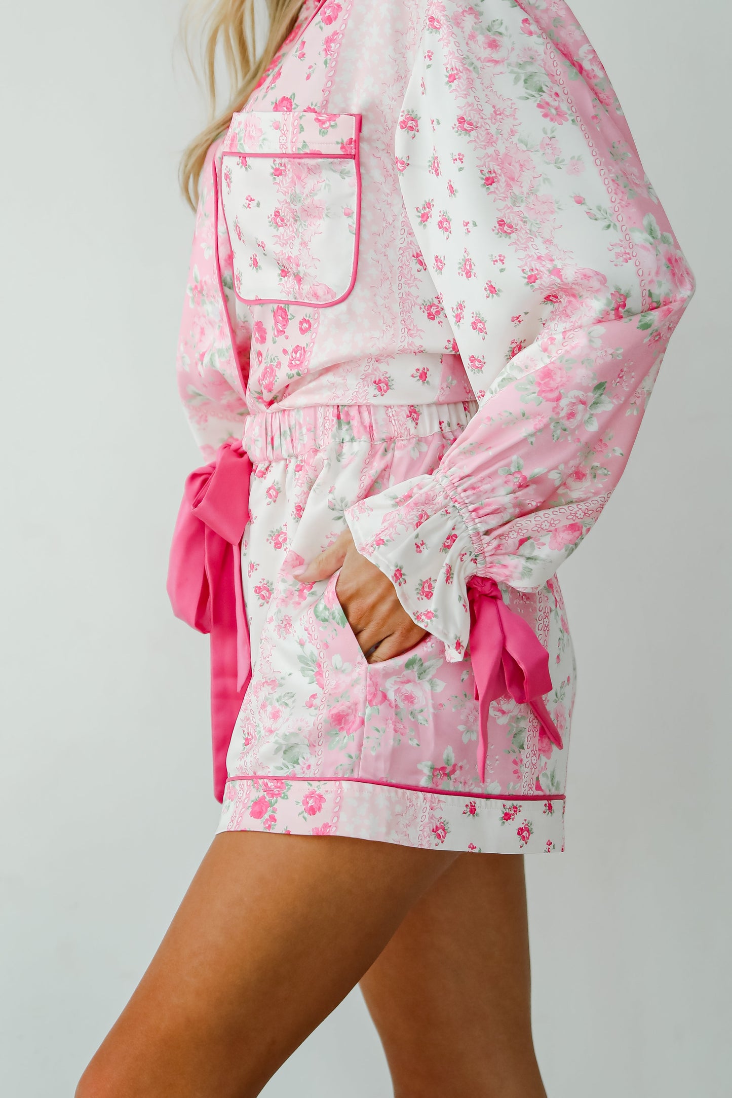Sweet Dreams Pink Floral Pajama Shorts