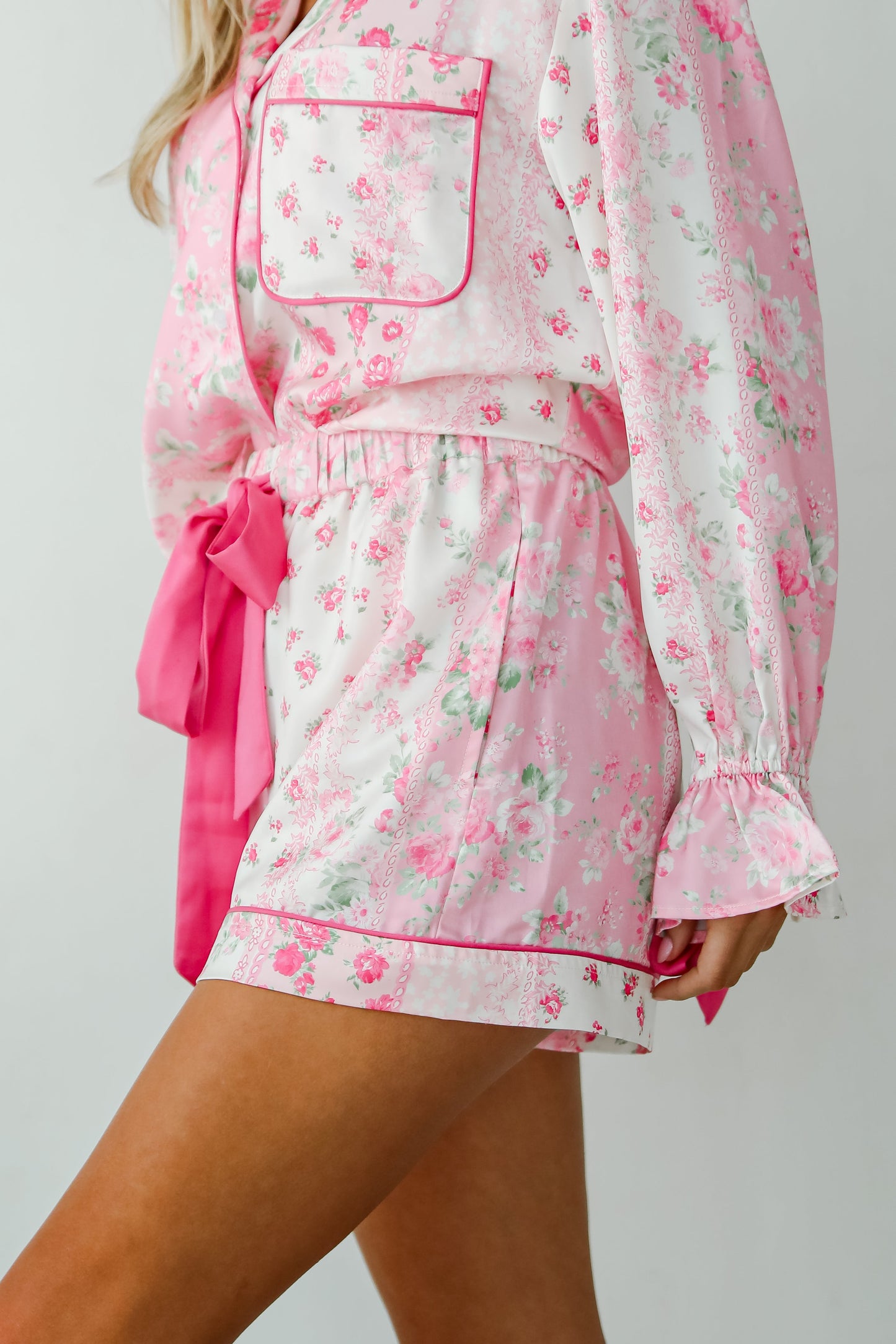 Sweet Dreams Pink Floral Pajama Shorts