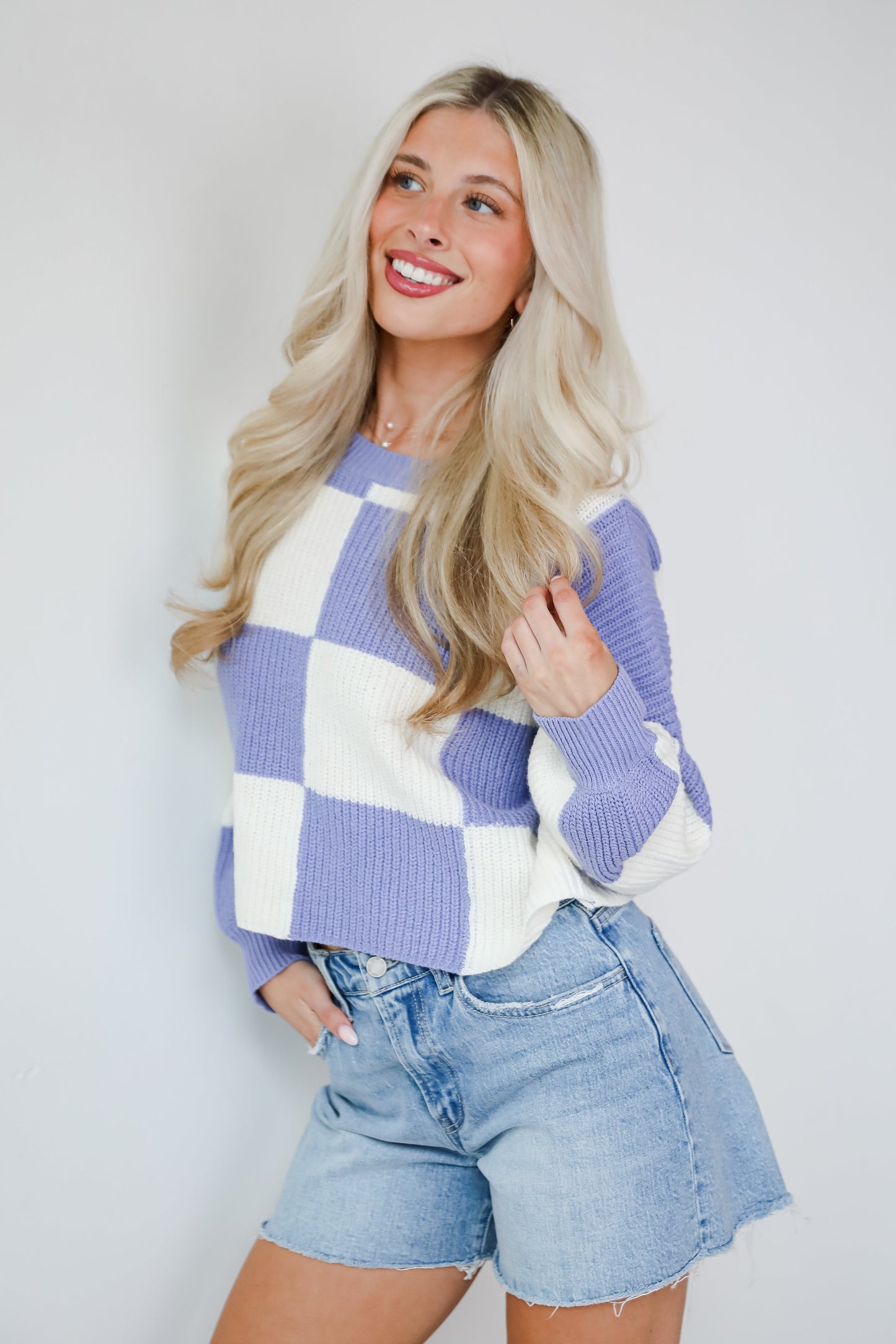 Precisely Adorable Checkered Sweater