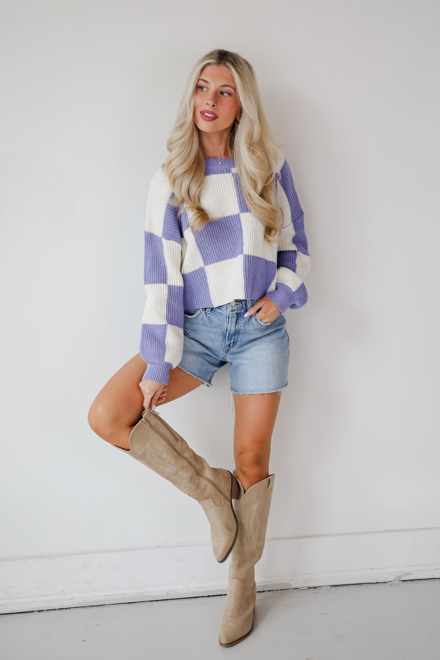 Precisely Adorable Checkered Sweater