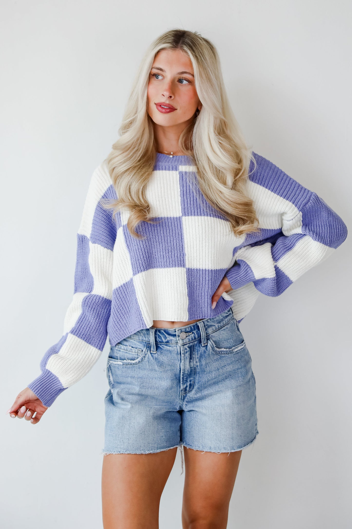 Precisely Adorable Checkered Sweater