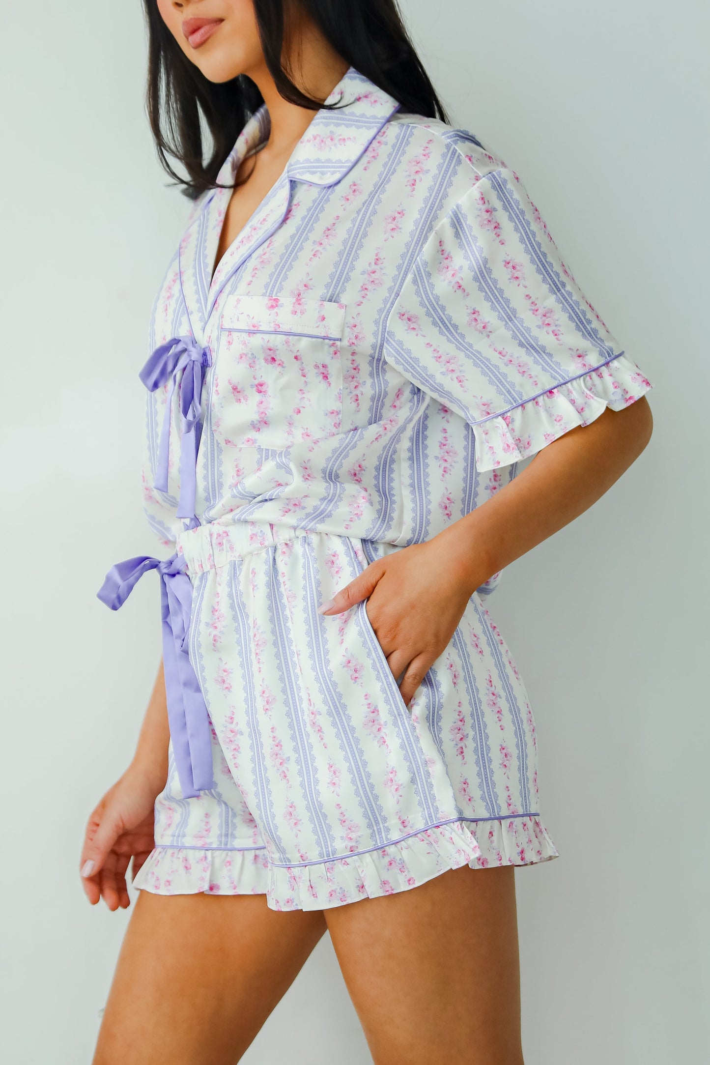 Dreaming Of You Purple Floral Pajama Shorts