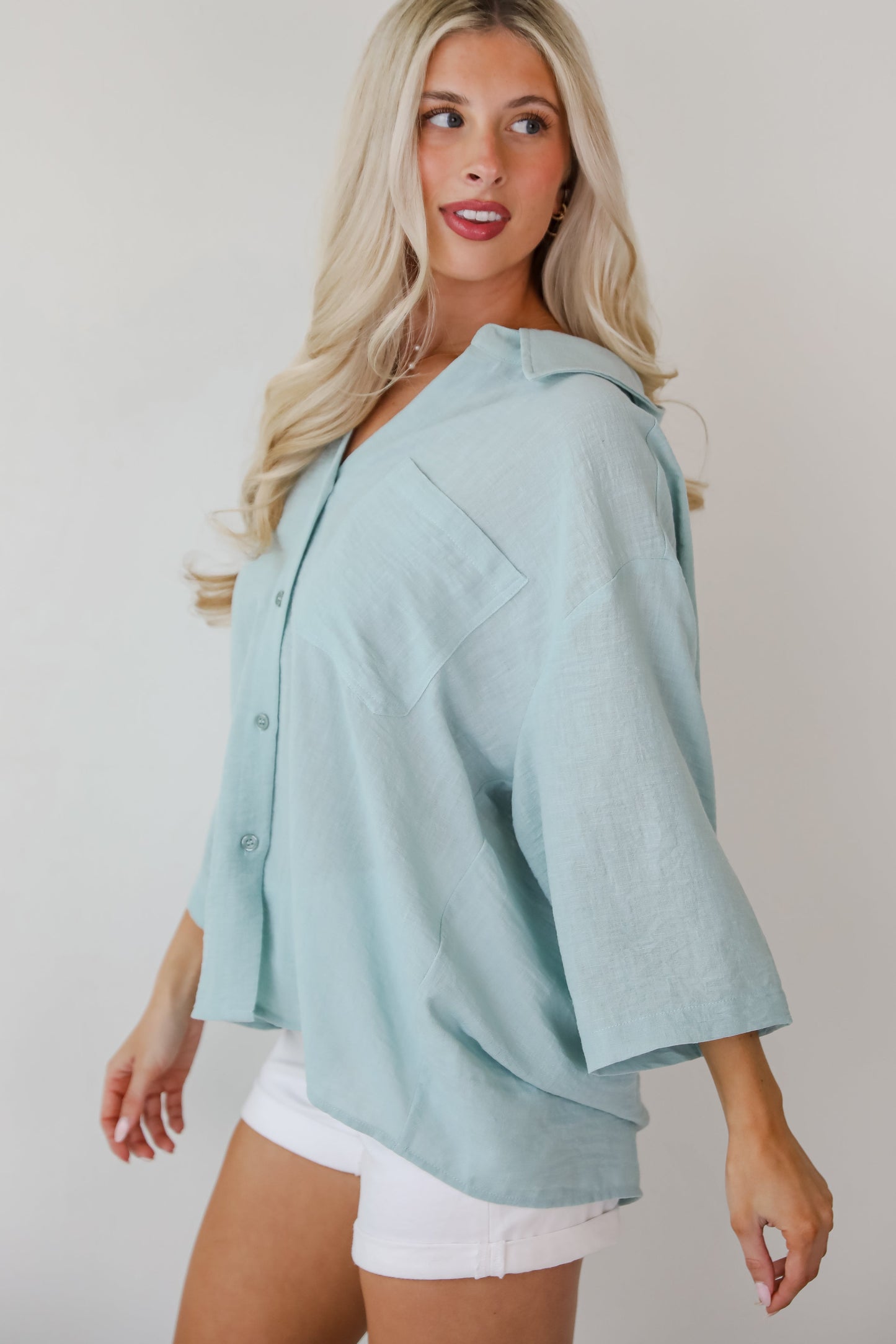 Sunny Mentality Sage Blouse - DU DEAL