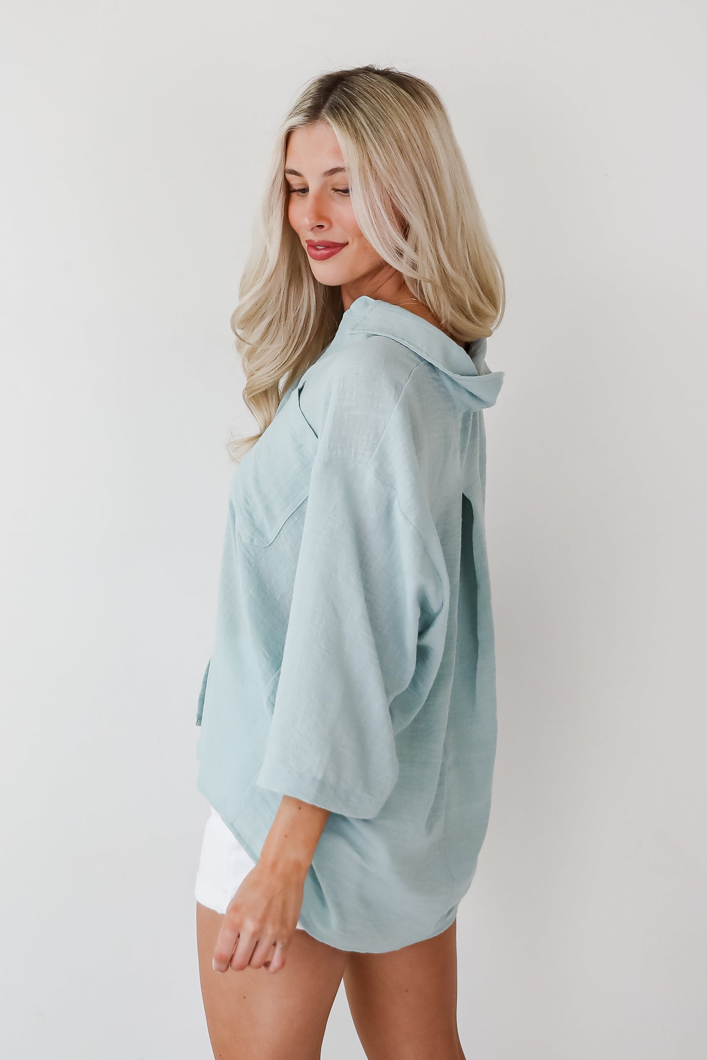 Sunny Mentality Sage Blouse - DU DEAL