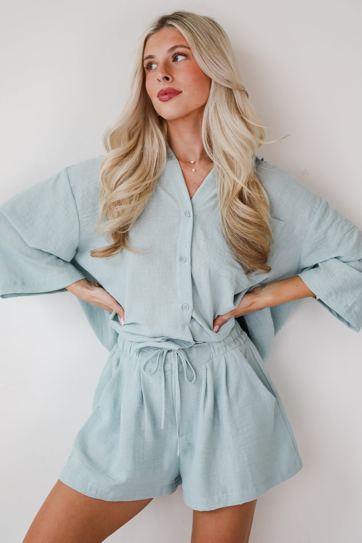 Sunny Mentality Sage Blouse - DU DEAL