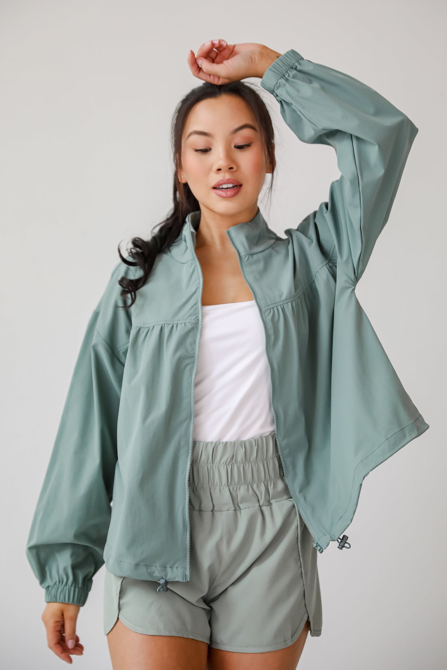 On The Daily Sage Athletic Windbreaker Jacket