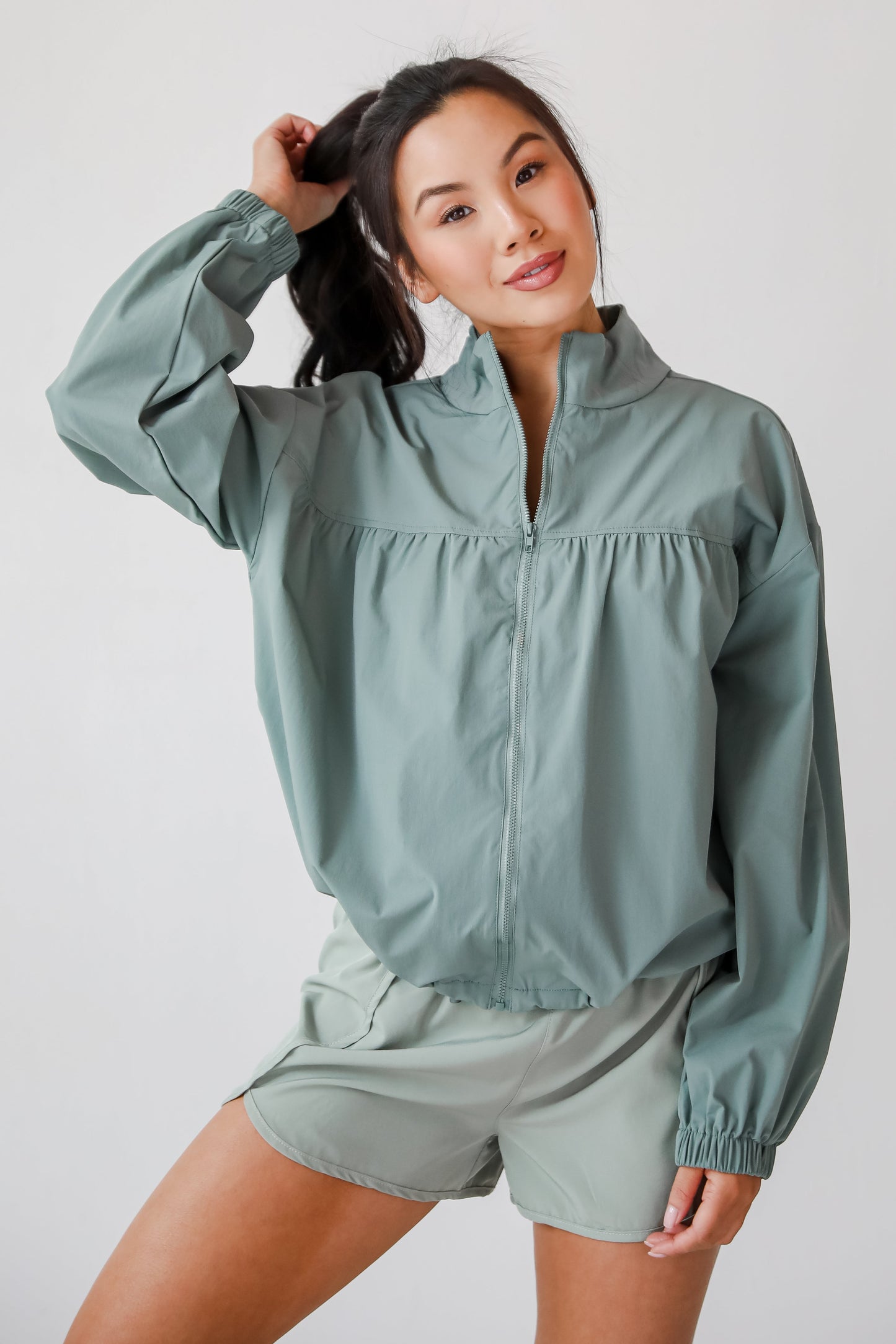 On The Daily Sage Athletic Windbreaker Jacket