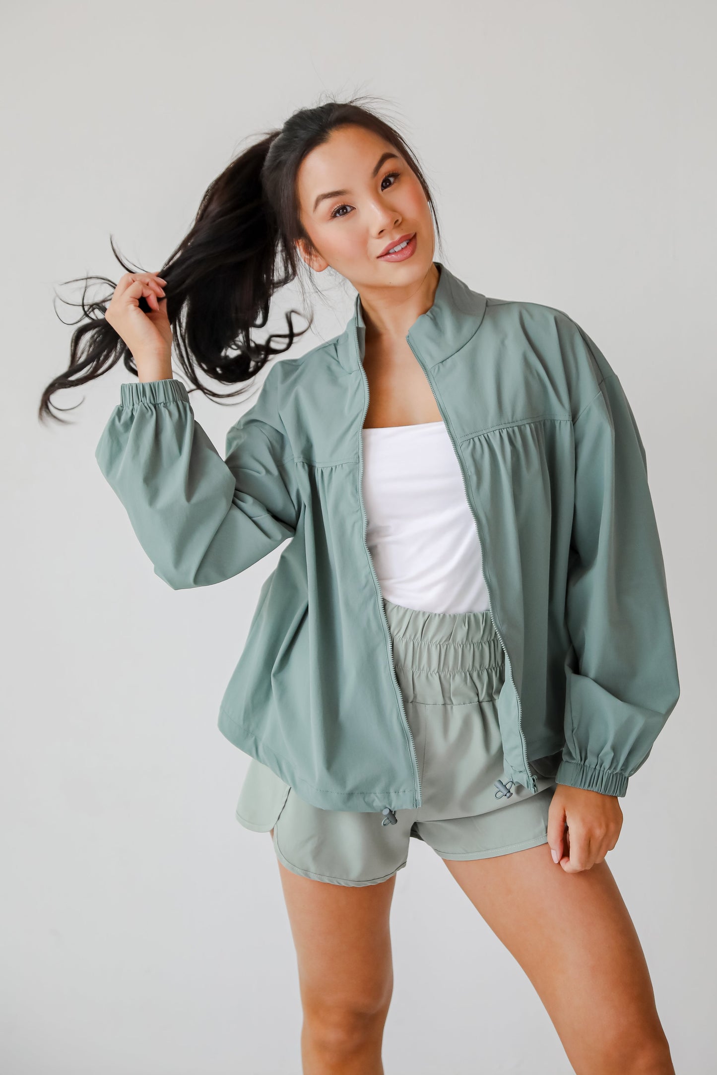 On The Daily Sage Athletic Windbreaker Jacket