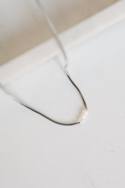 Ellie Silver Pearl Charm Necklace
