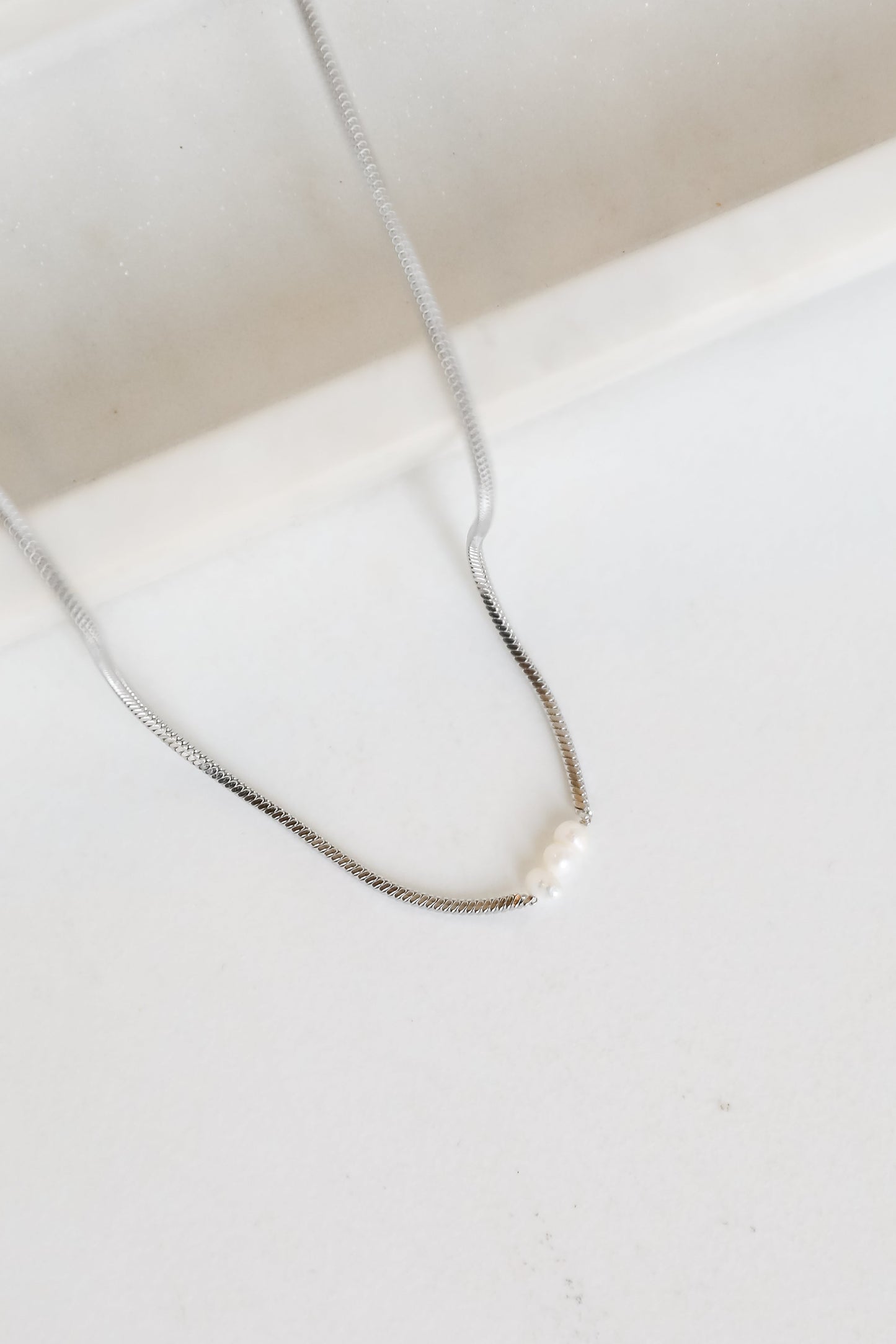 Ellie Silver Pearl Charm Necklace