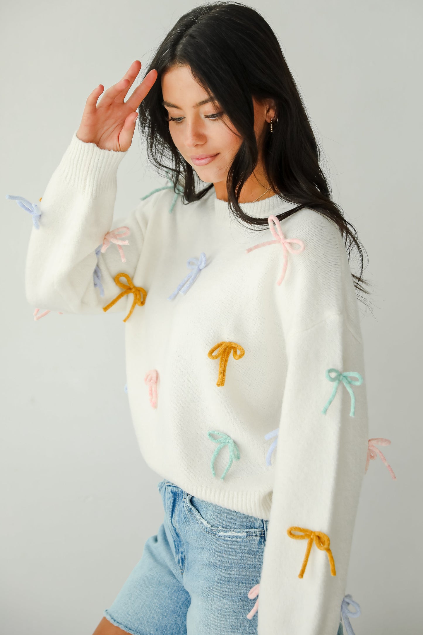 Adorable Concept Off White Bow Sweater