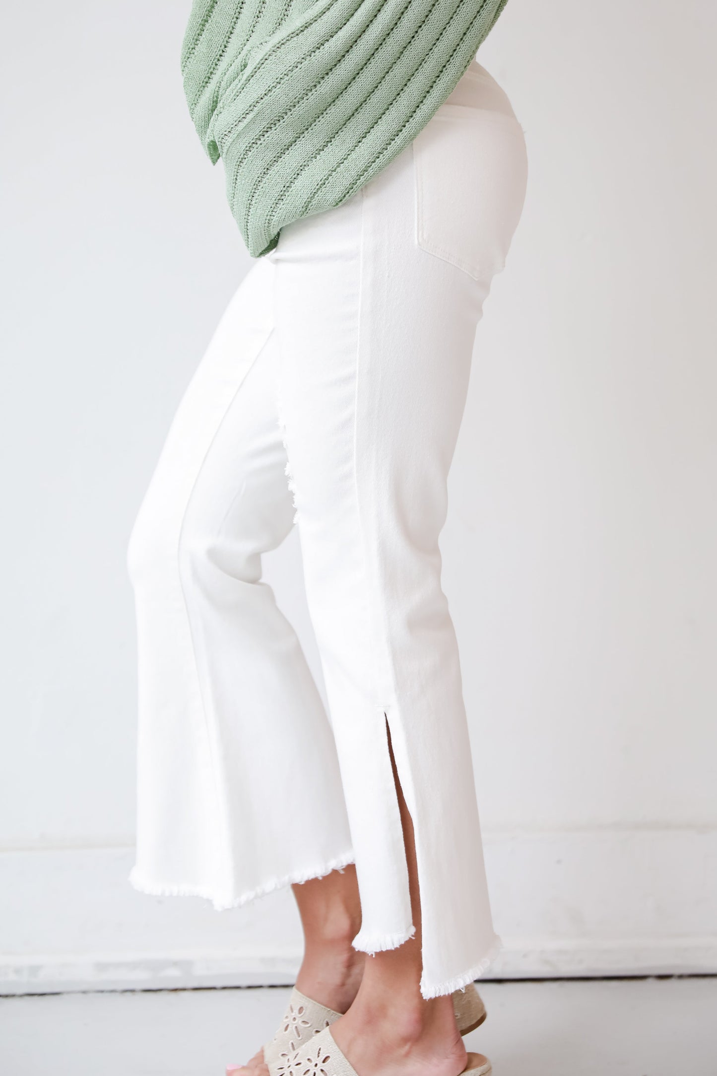 FINAL SALE - Elisa White Distressed Flare Jeans