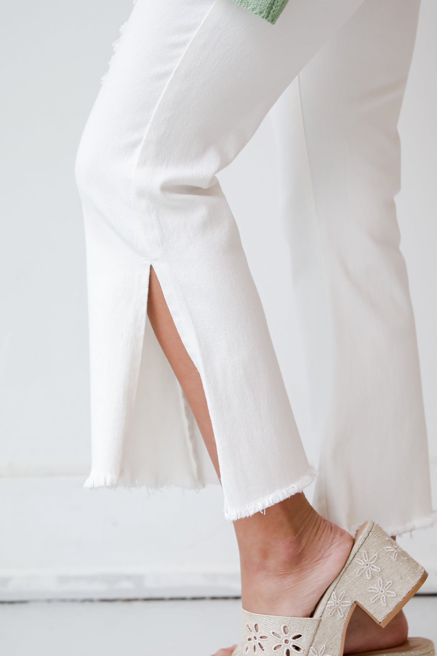 FINAL SALE - Elisa White Distressed Flare Jeans