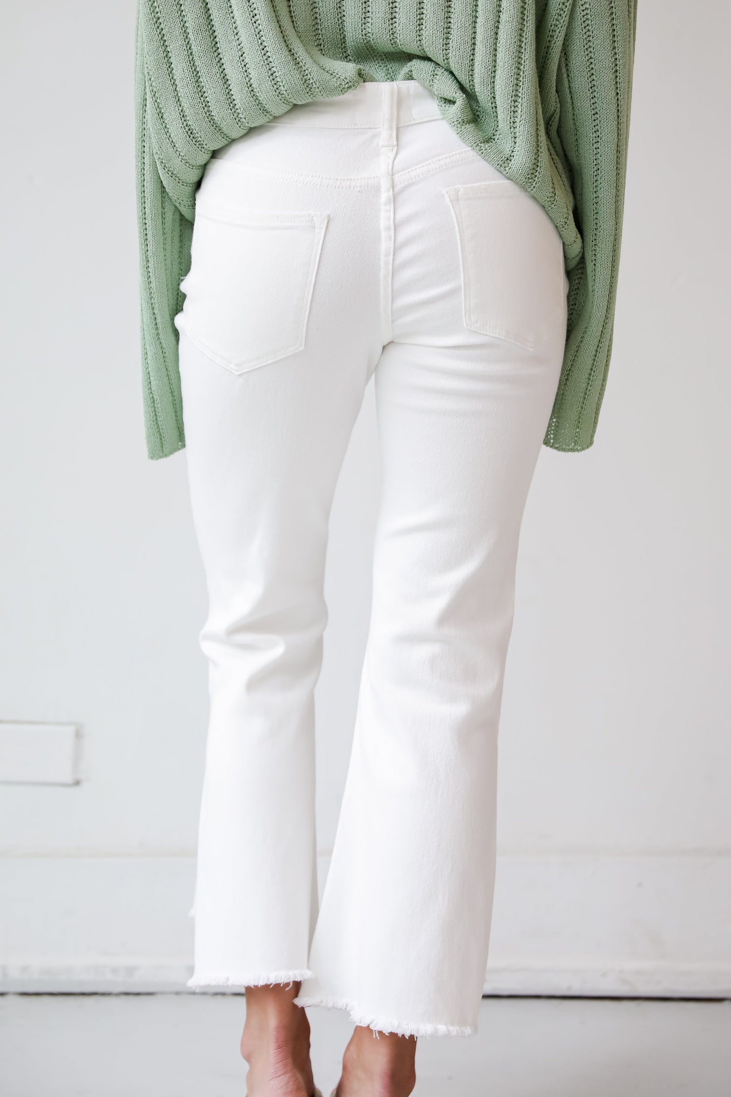 FINAL SALE - Elisa White Distressed Flare Jeans