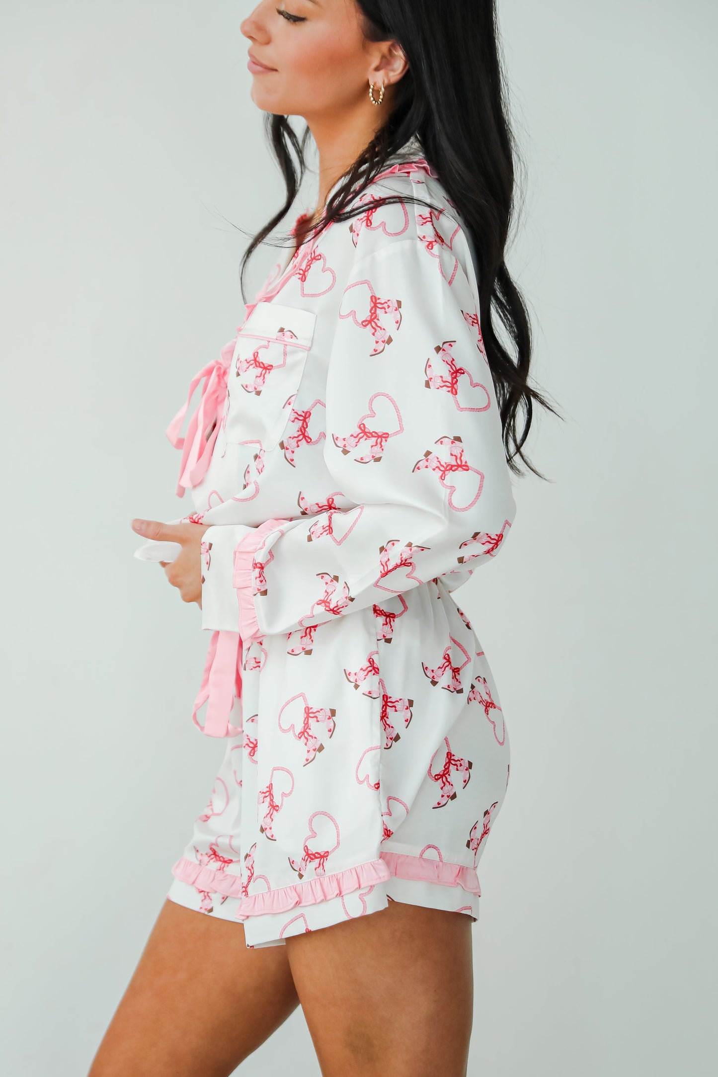 Slumber Party White Western Heart Pajama Shorts