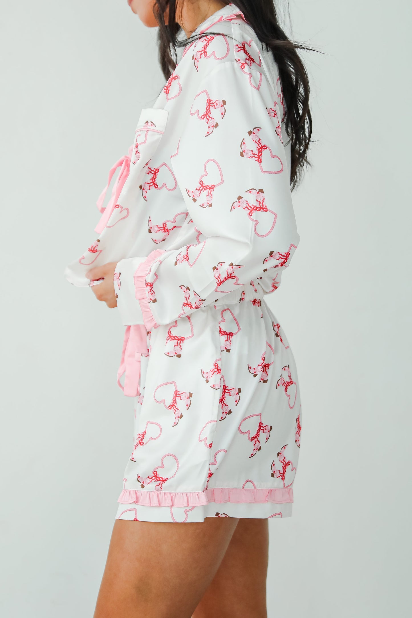 Slumber Party White Western Heart Pajama Shorts