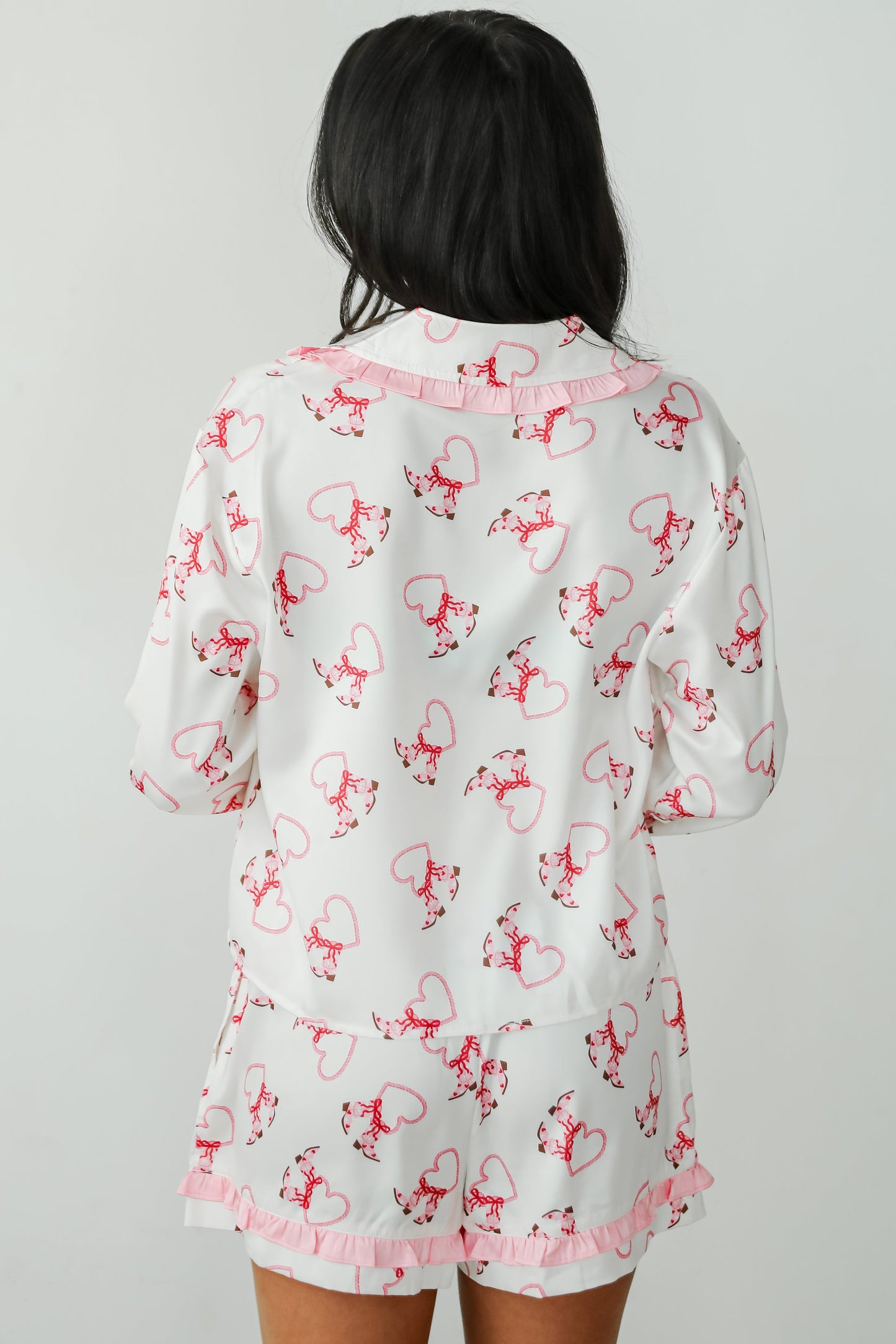 Slumber Party White Western Heart Pajama Top